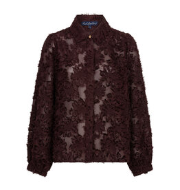 Red Button Blouse fringes Burgundy