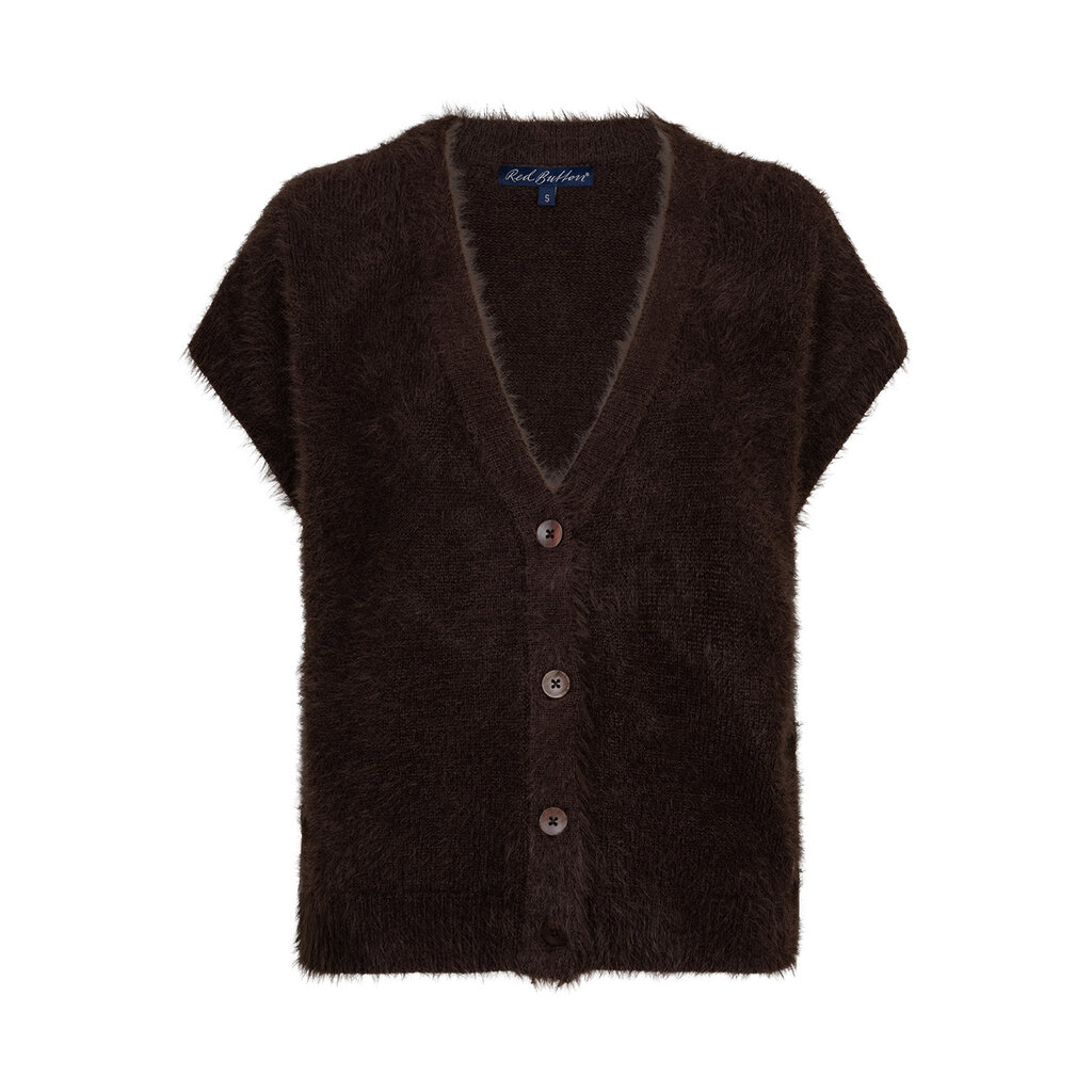 Red Button Vest fuzzy Espresso