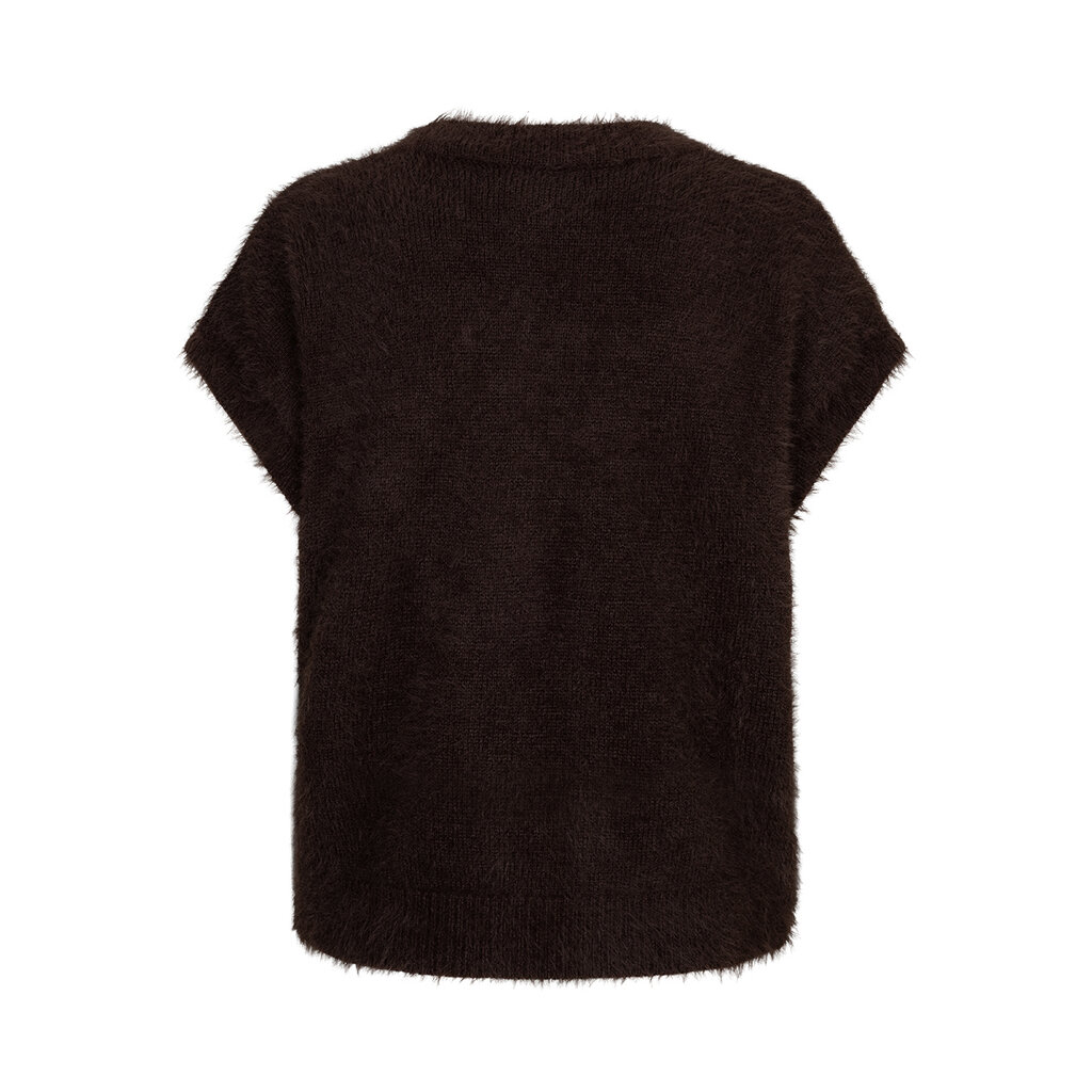 Red Button Vest fuzzy Espresso