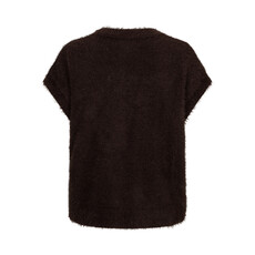 Red Button Vest fuzzy Espresso