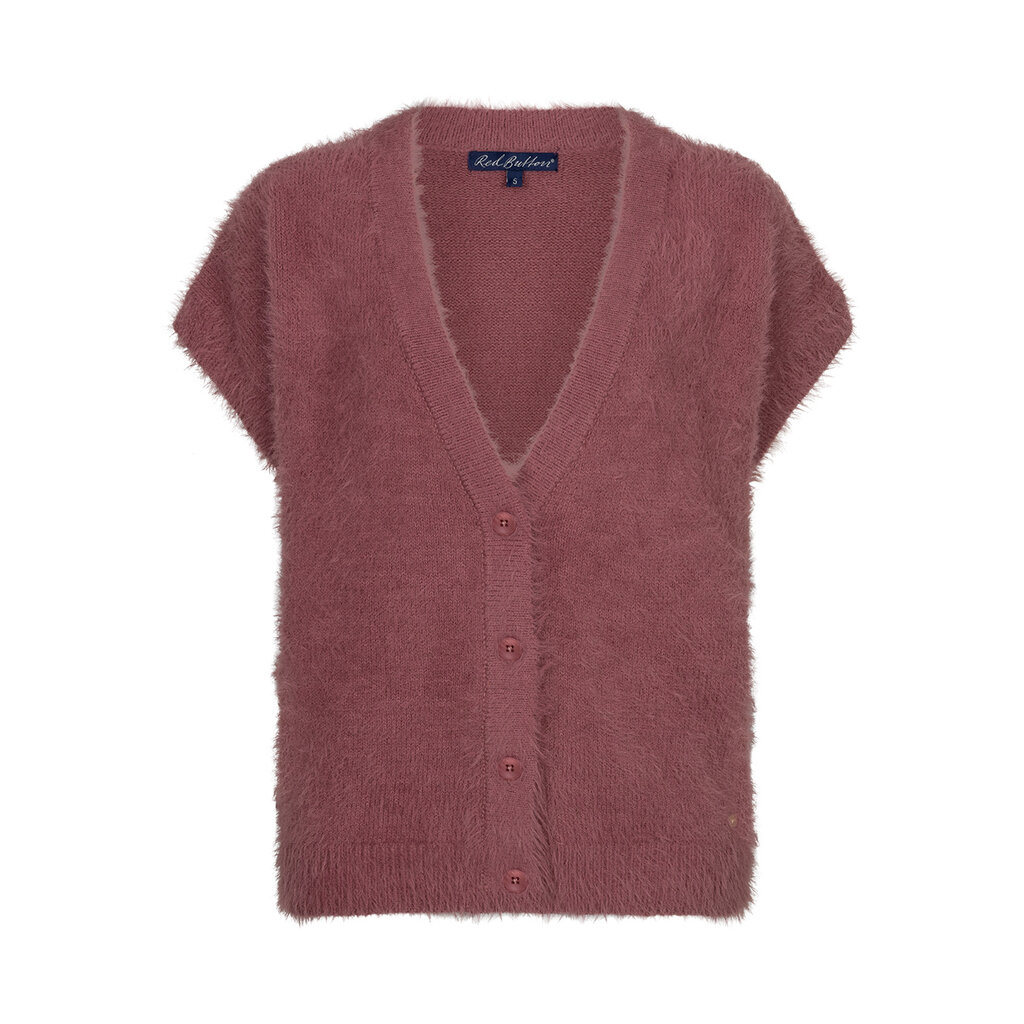 Red Button Vest fuzzy Mauve