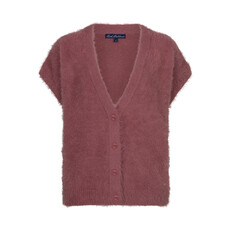 Red Button Vest fuzzy Mauve