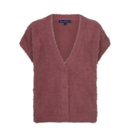 Red Button Vest fuzzy Mauve