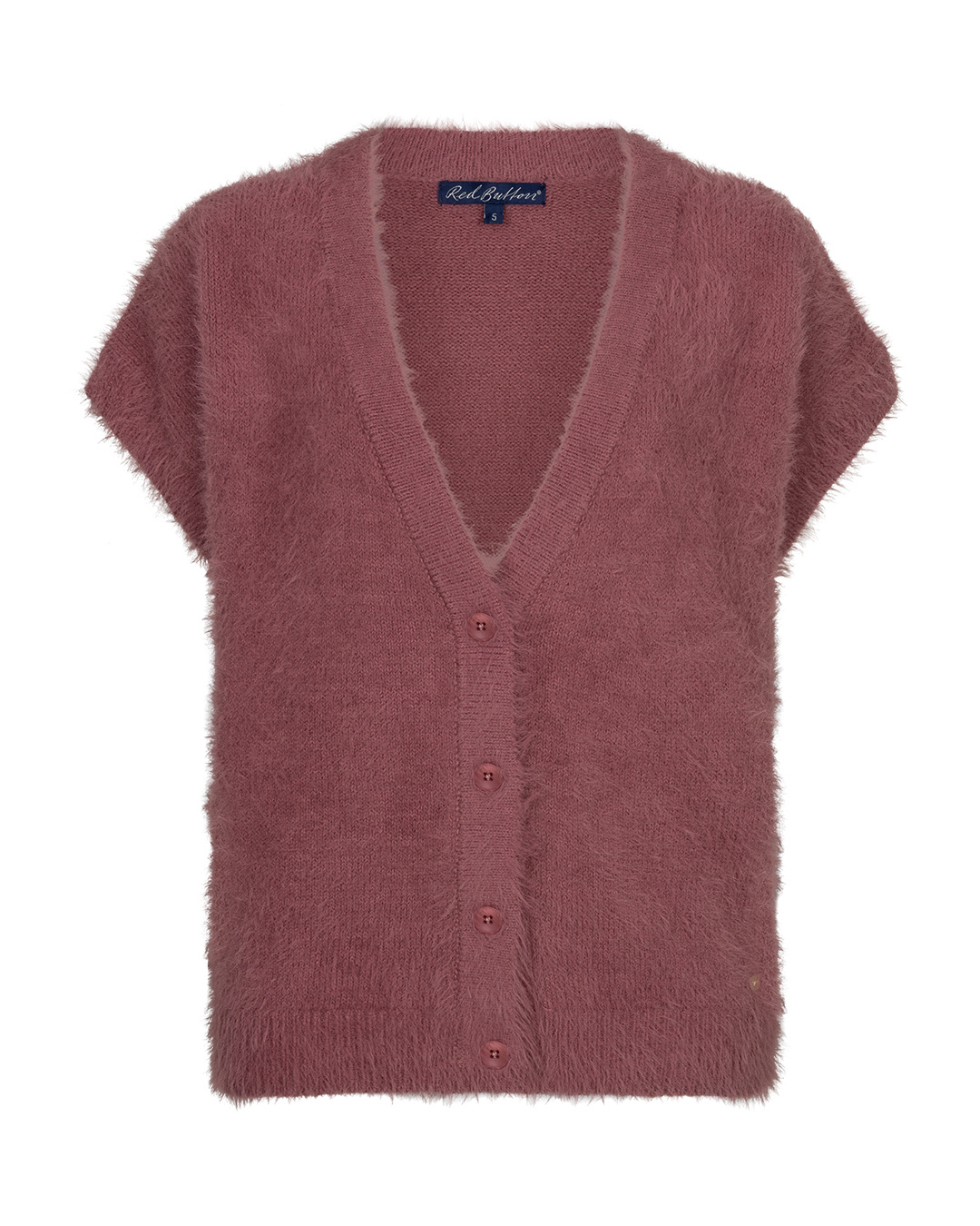 Red Button Vest fuzzy Mauve