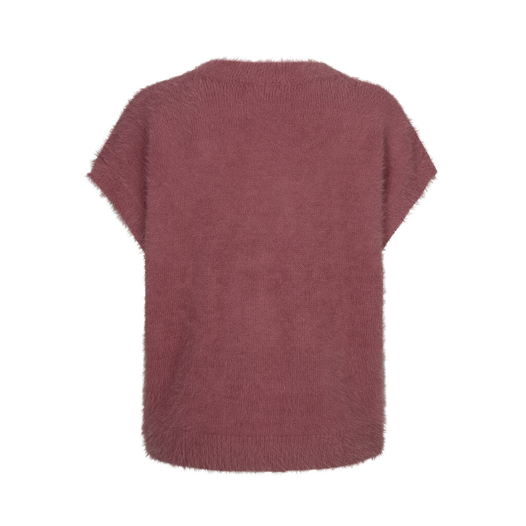 Red Button Vest fuzzy Mauve
