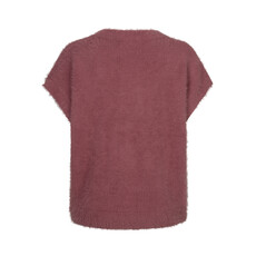 Red Button Vest fuzzy Mauve