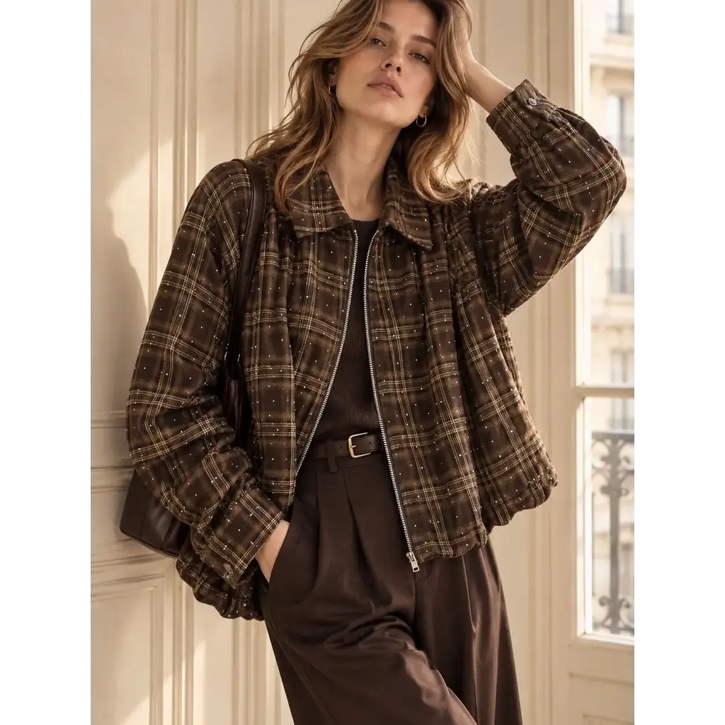 Orice Jacket ruit strass bruin