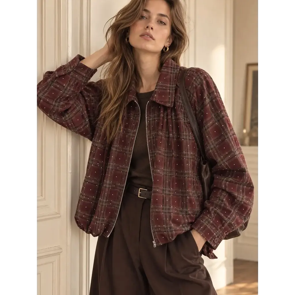 Orice Jacket ruit strass bordeaux