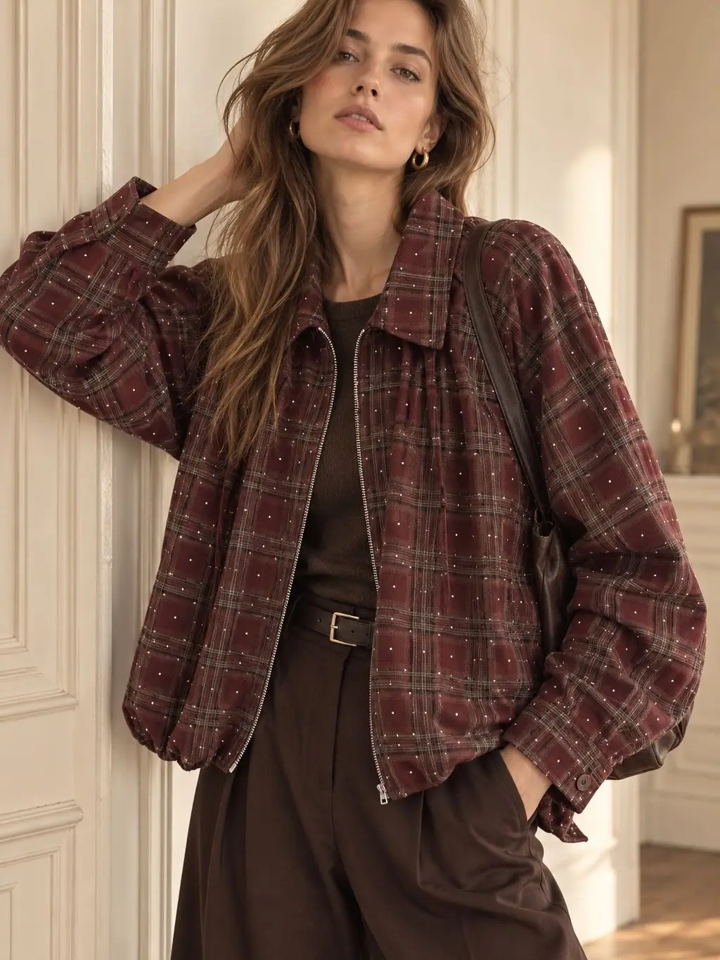Orice Jacket ruit strass bordeaux