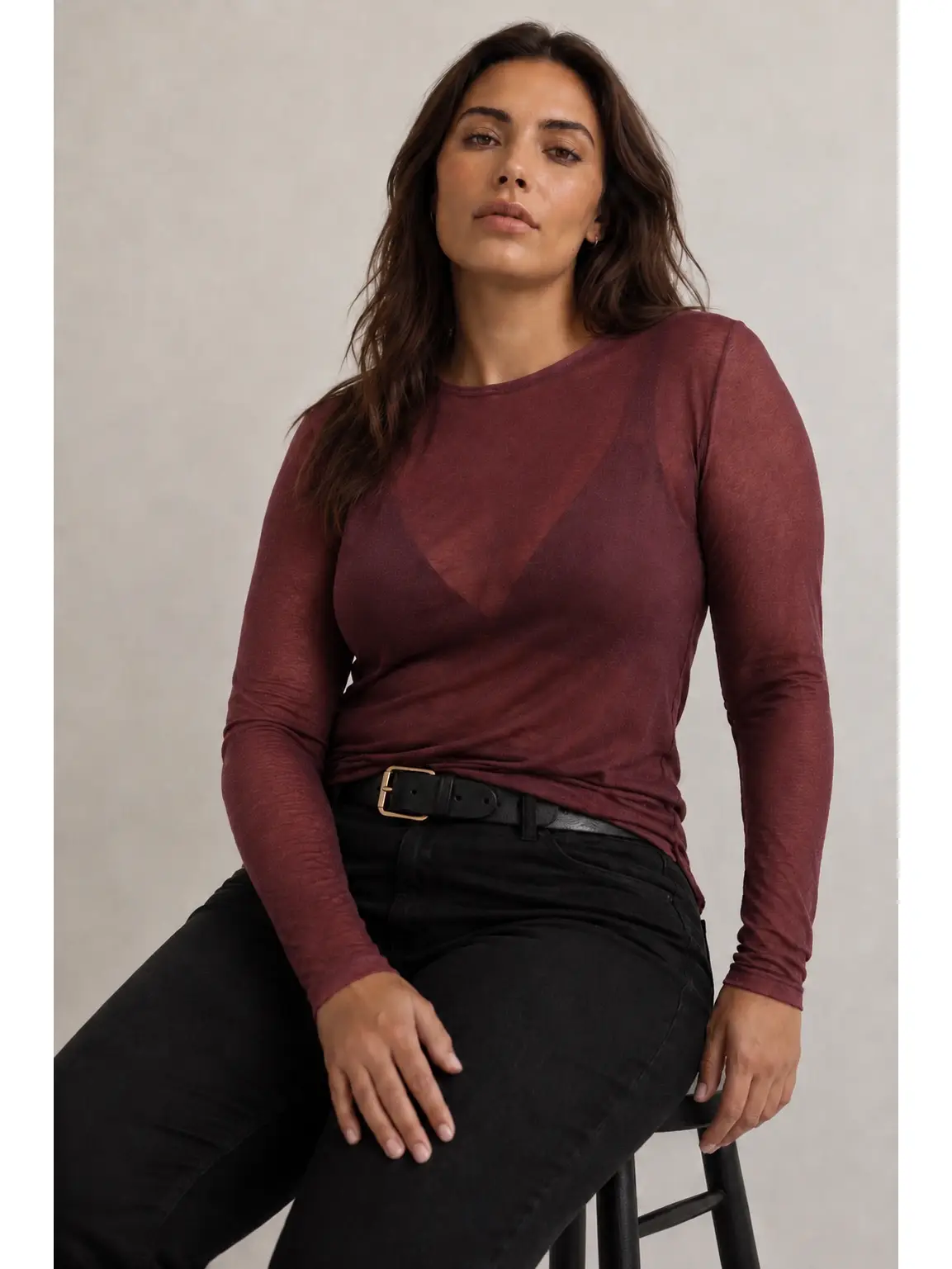 Amy&Clo Cashmere top Burgundy plus