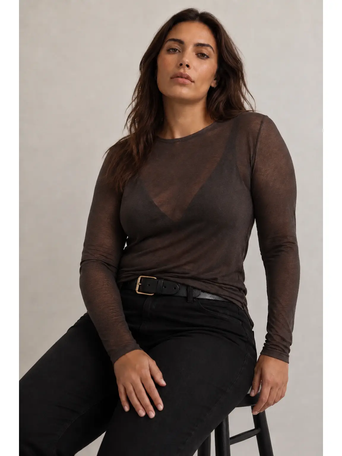 Amy&Clo Cashmere top Choco plus