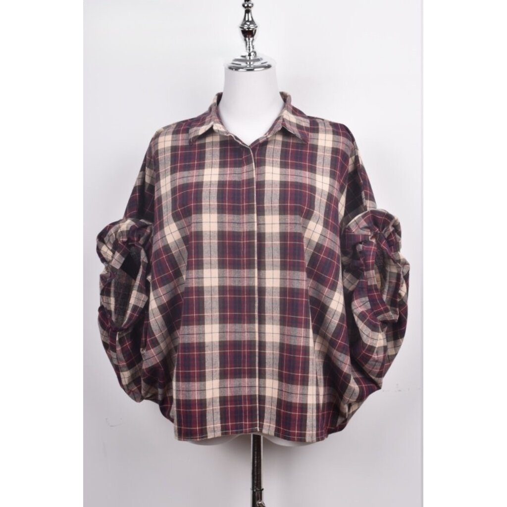 BELLAVIE Blouse ruit Burgundy blue