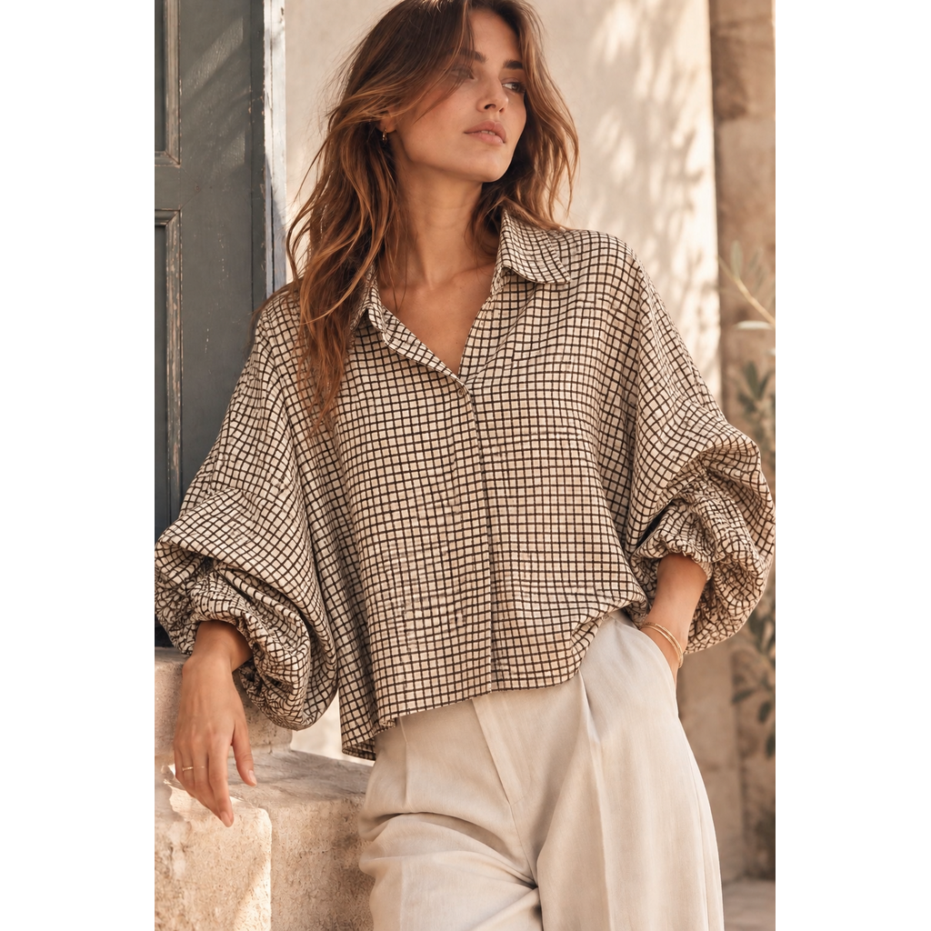 BELLAVIE Blouse ruit Creme