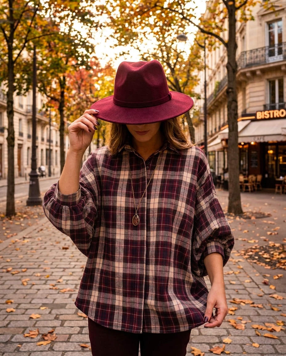 BELLAVIE Blouse ruit Burgundy blue