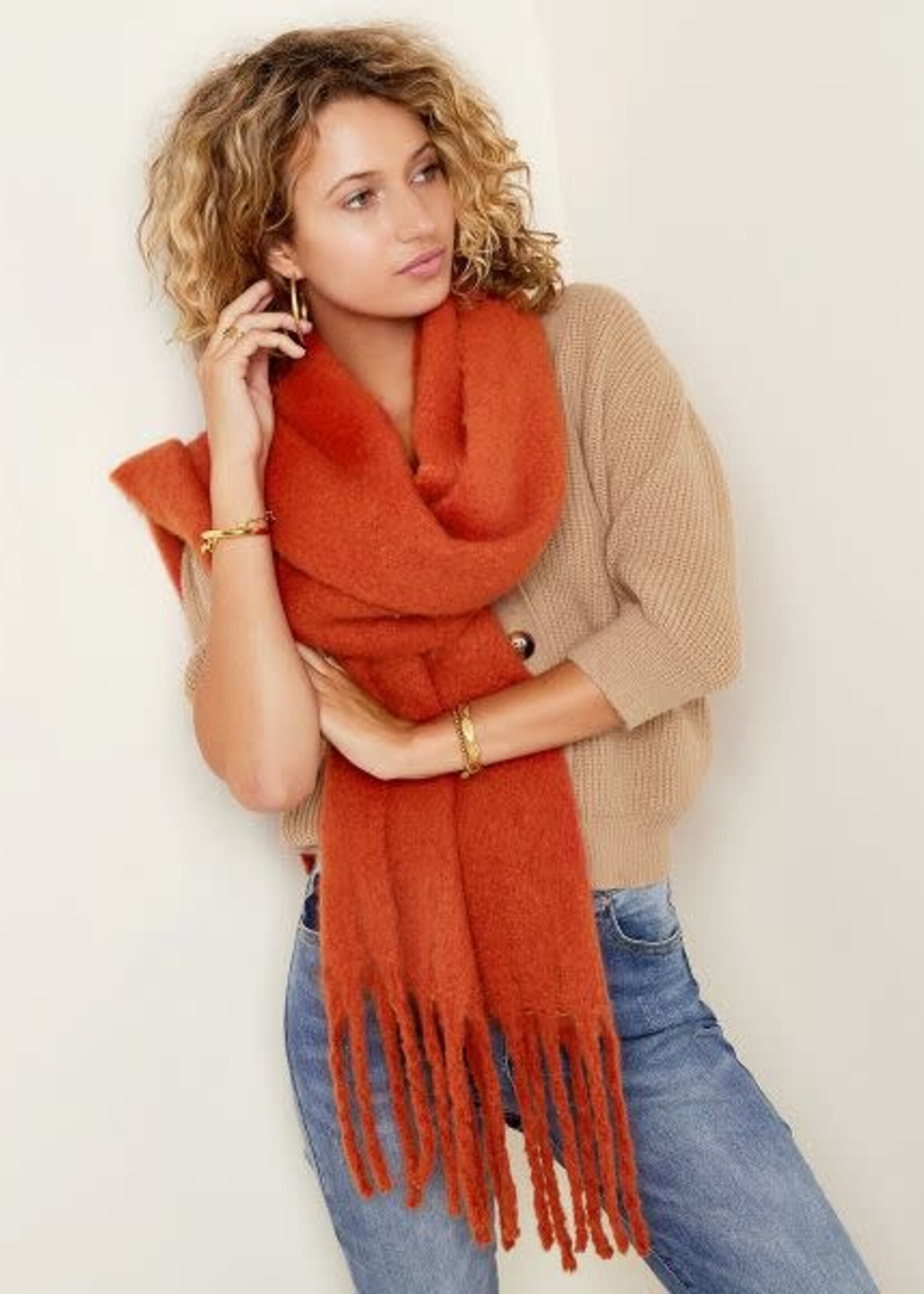 Flo Boutique Wintersjaal effen oud roze