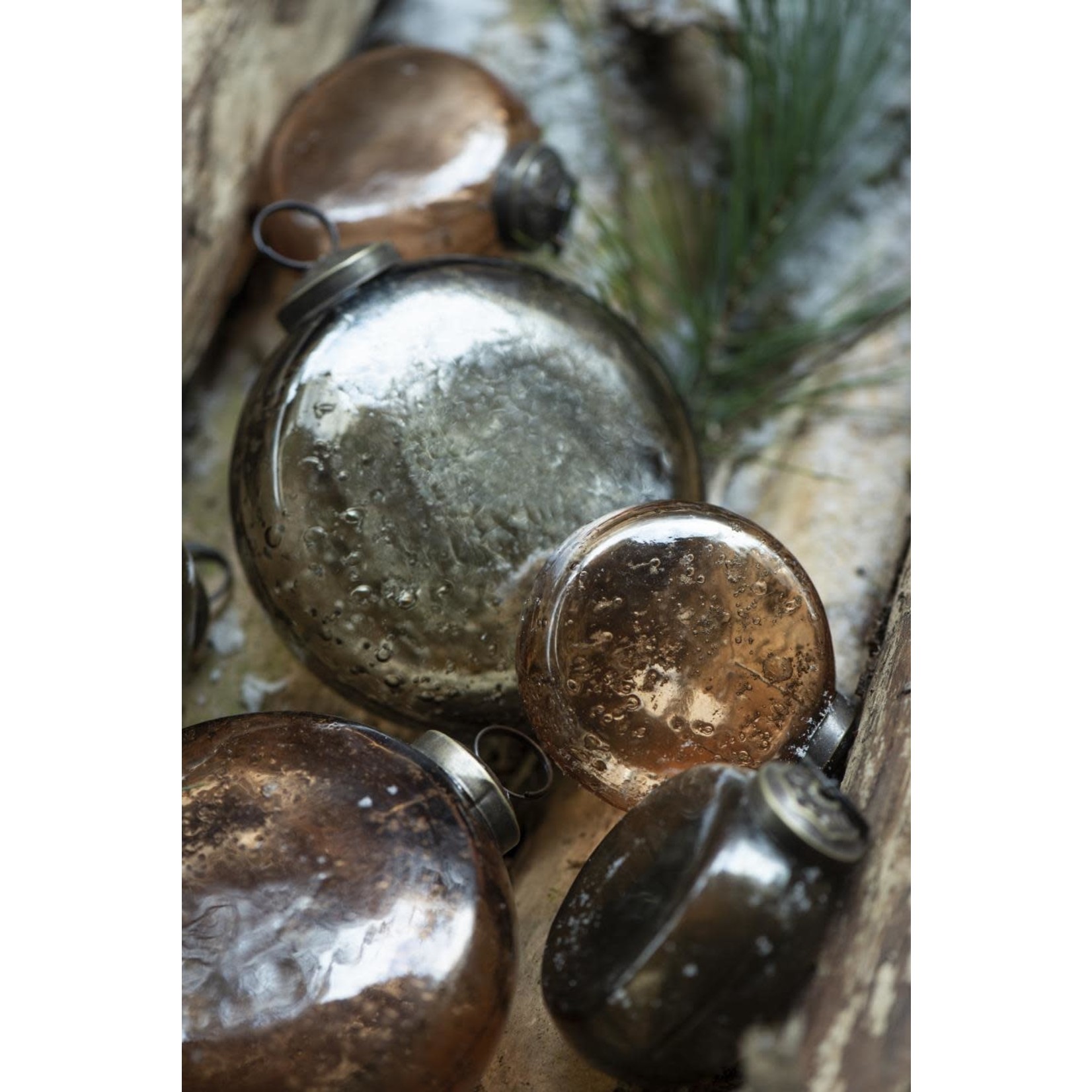 Ib Laursen Kerstbal plat pebbled glass