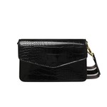 More the Firm Kleine croco tas met bagstrap black