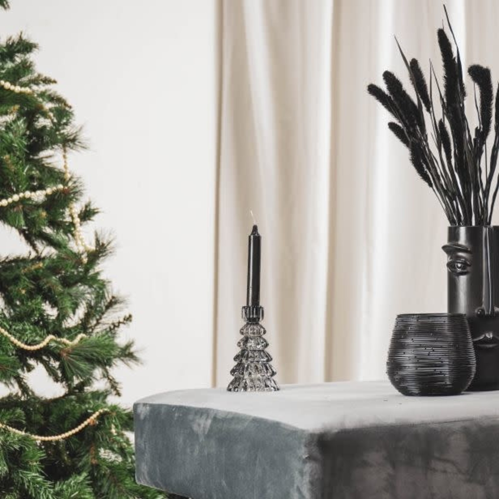 Housevitamin Kandelaar kerstboom glas smokey