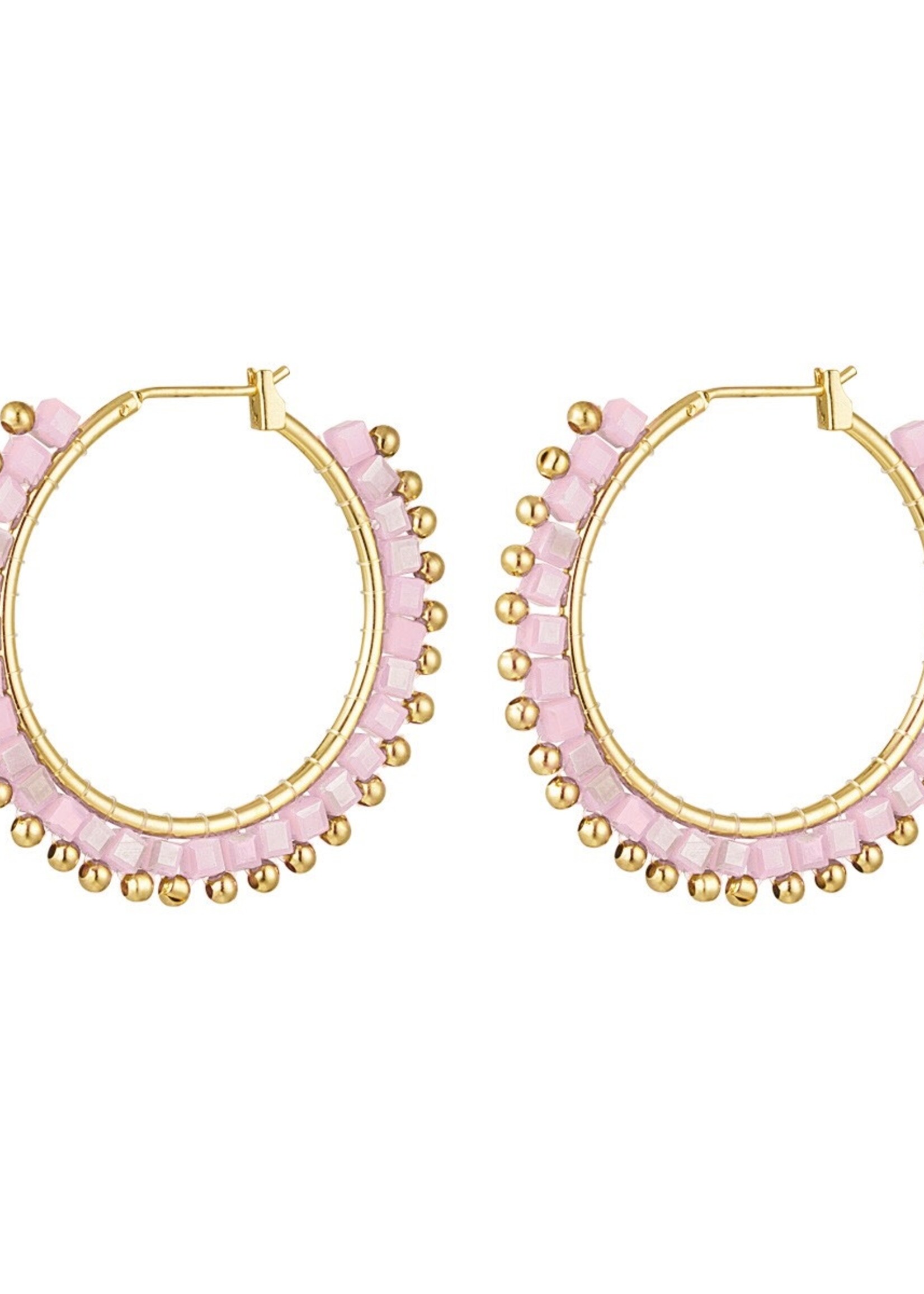 Oorbellen vierkante kralen  dots