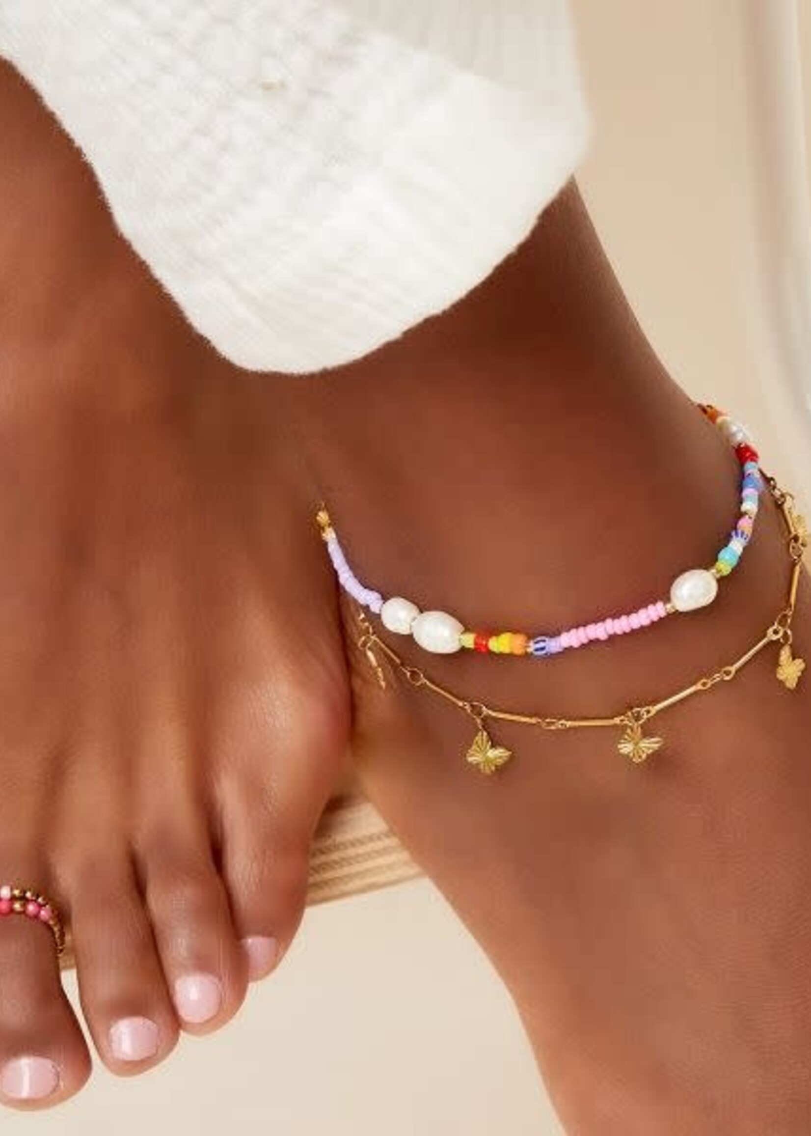 More the Firm Enkelbandje kleur/parel