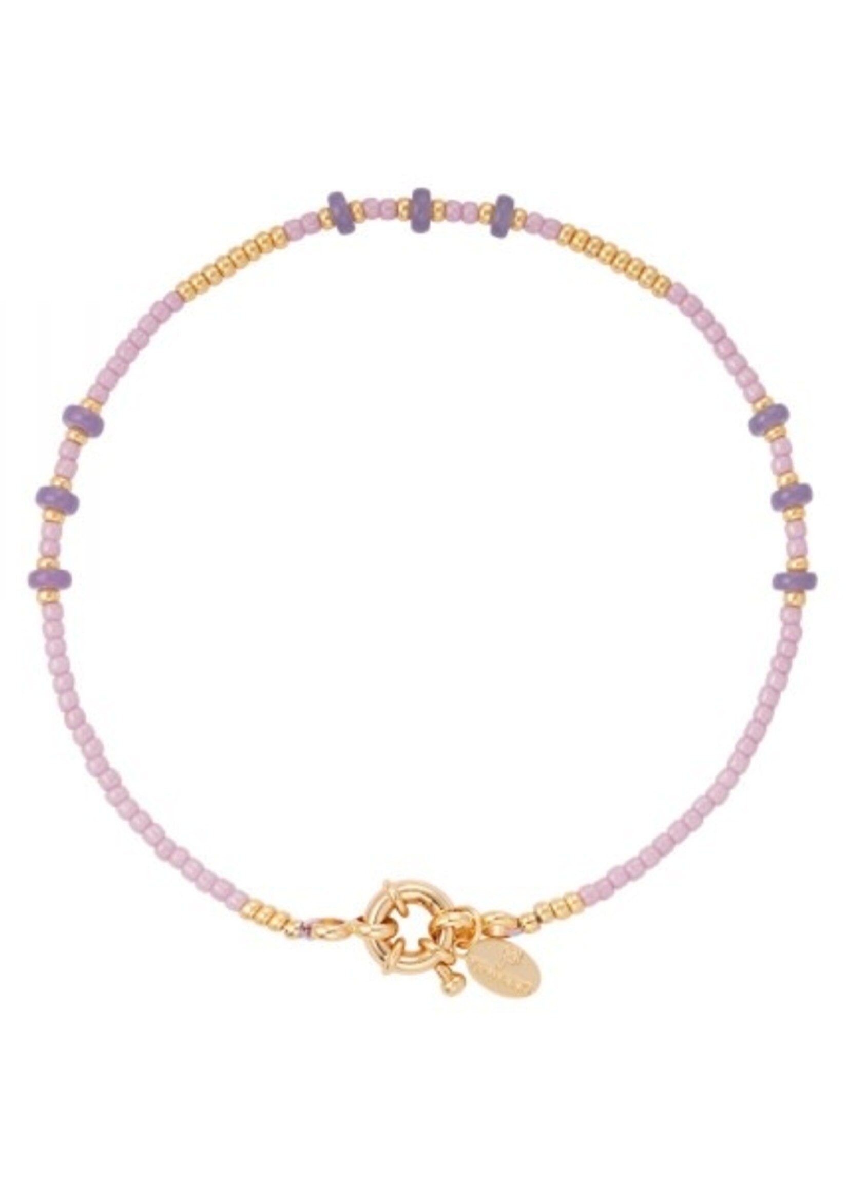 More the Firm Enkelbandje gekleurde kralen paars