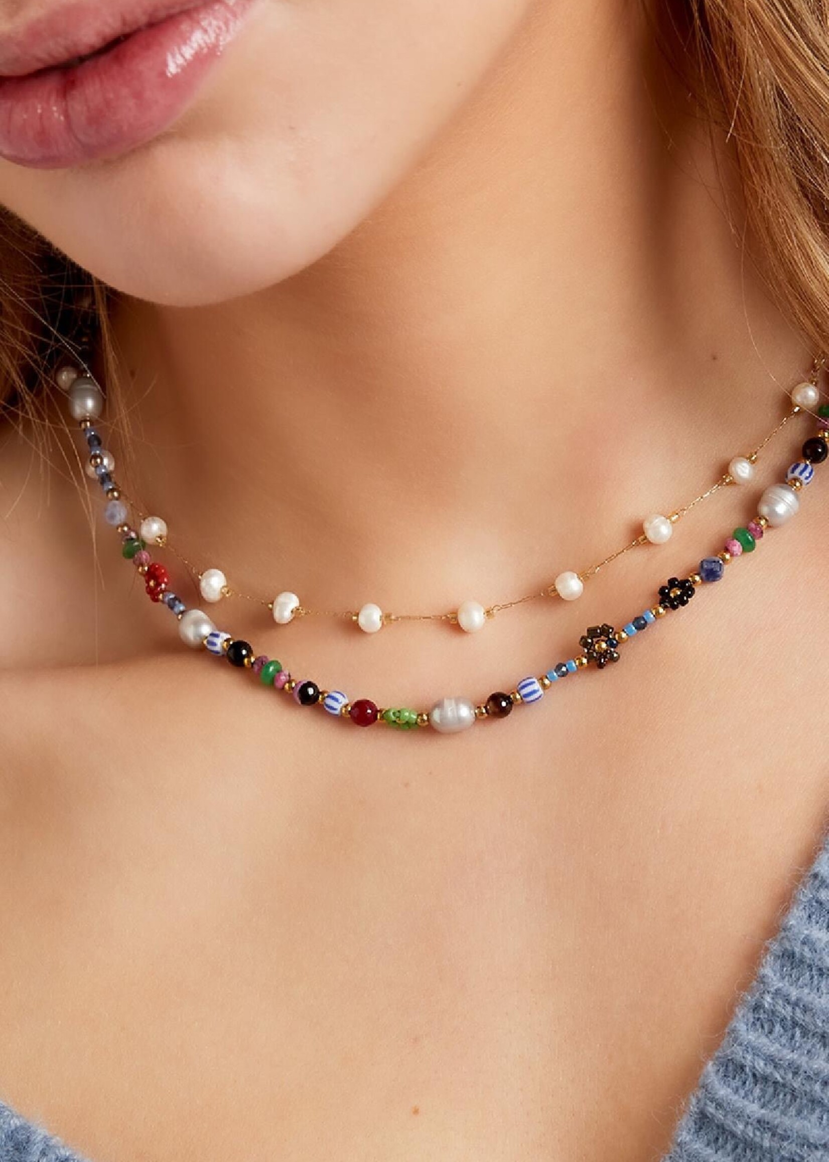 Flo Boutique Ketting sweet pearl gold