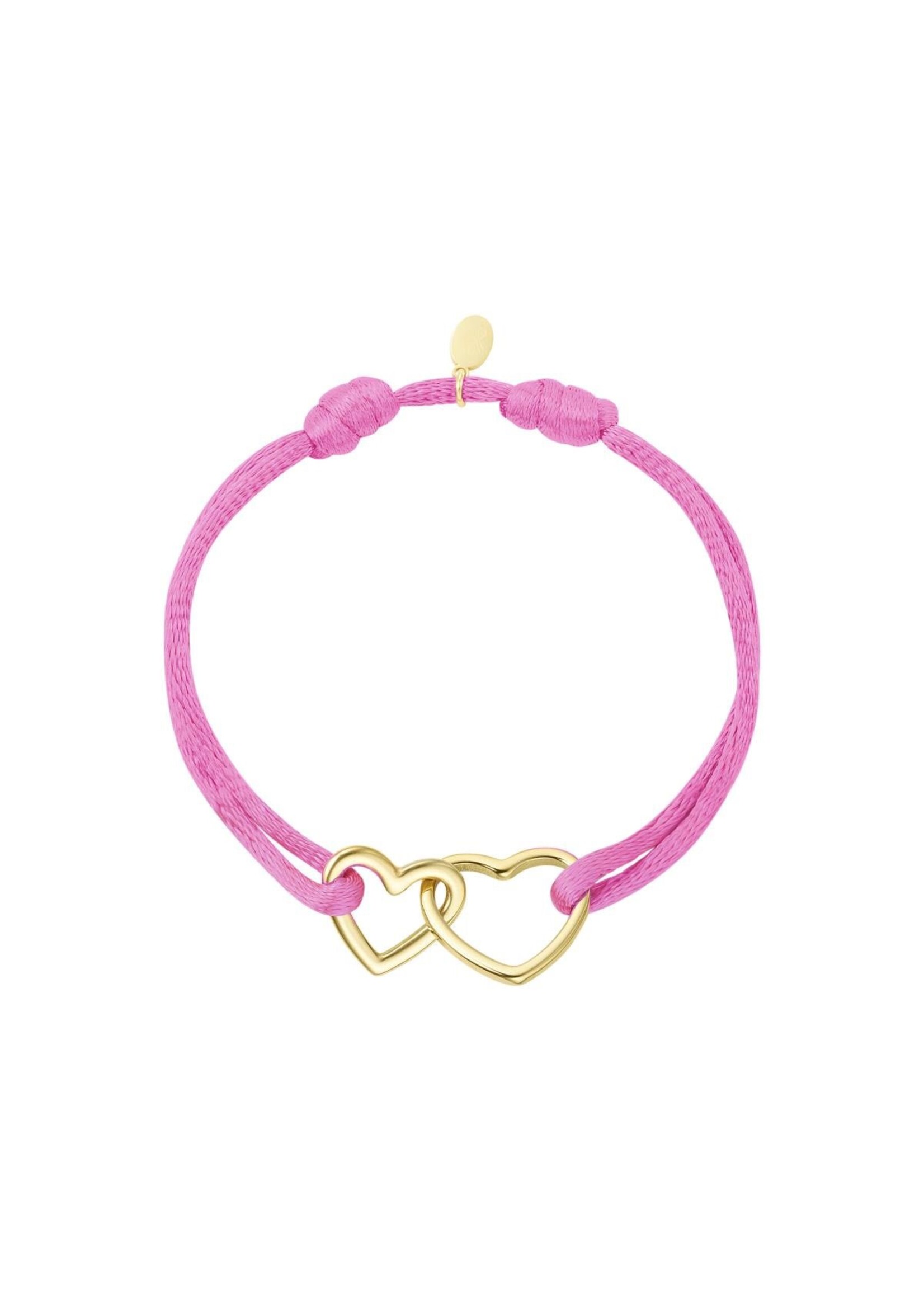 Flo Boutique Stoffen armband hartjes kleur