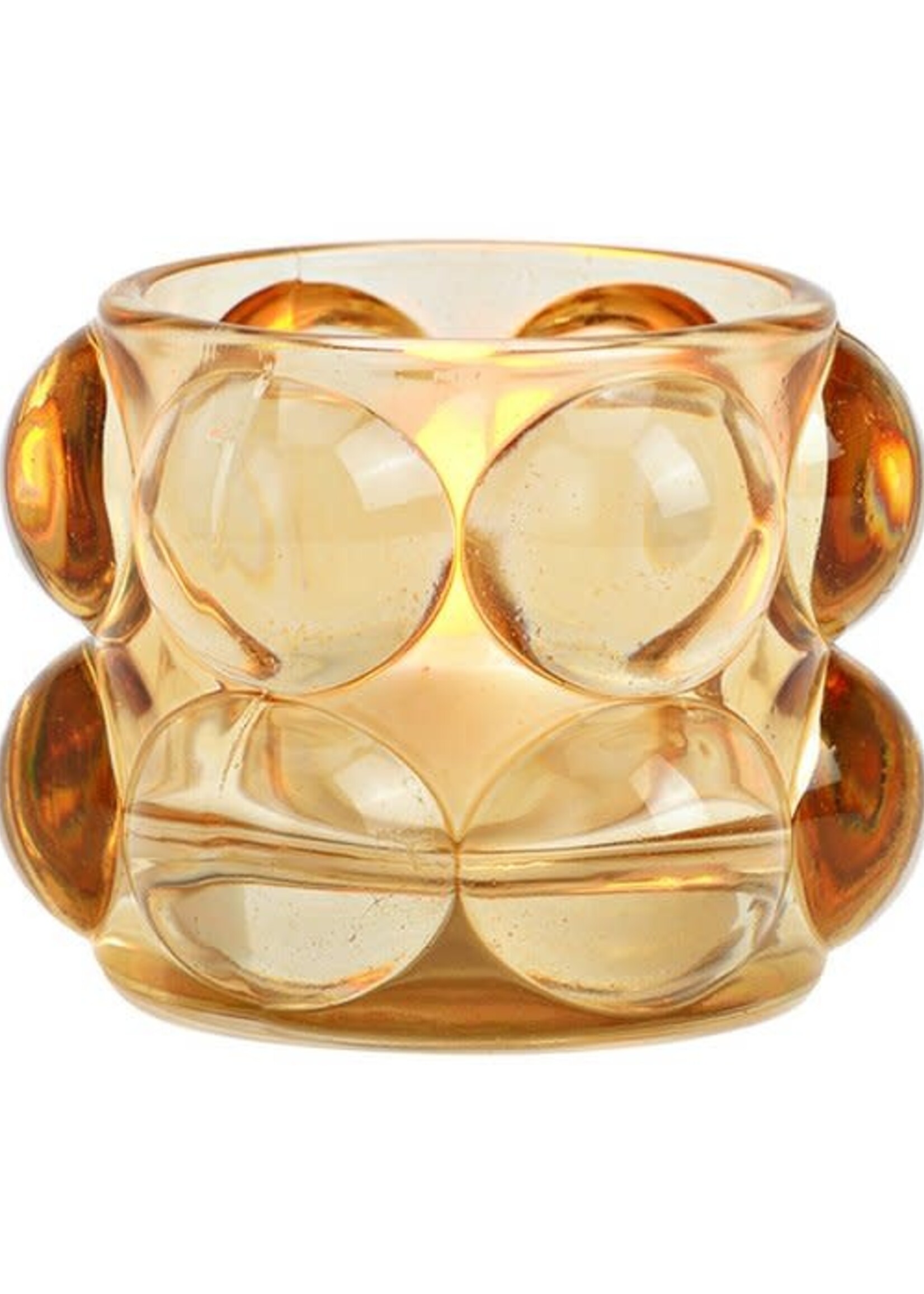 Windlicht Bubble ochre laag