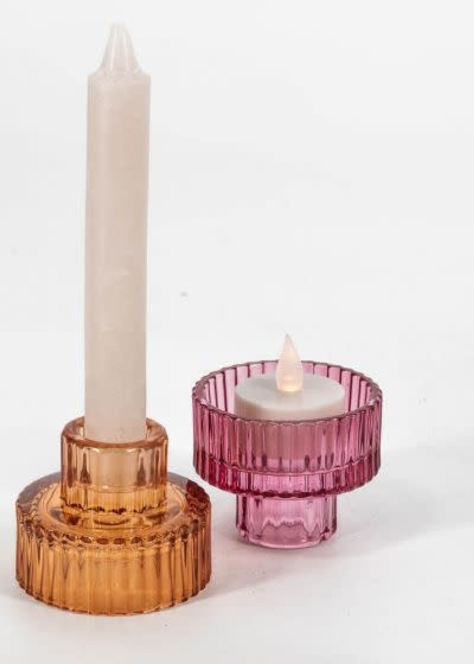 Kolony Glazen kandelaar ribbel