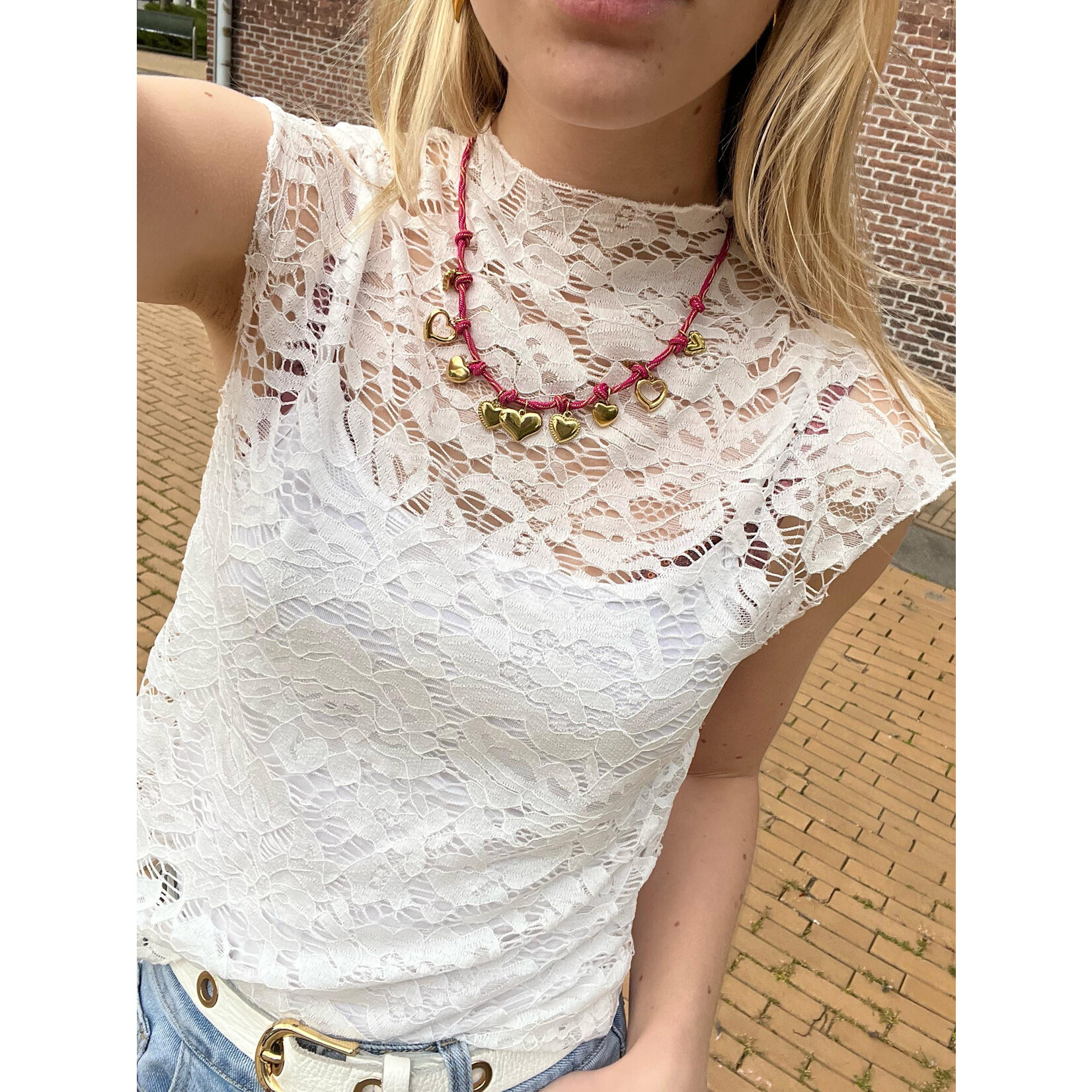 Flo Boutique Lace top mouwloos Maddy White