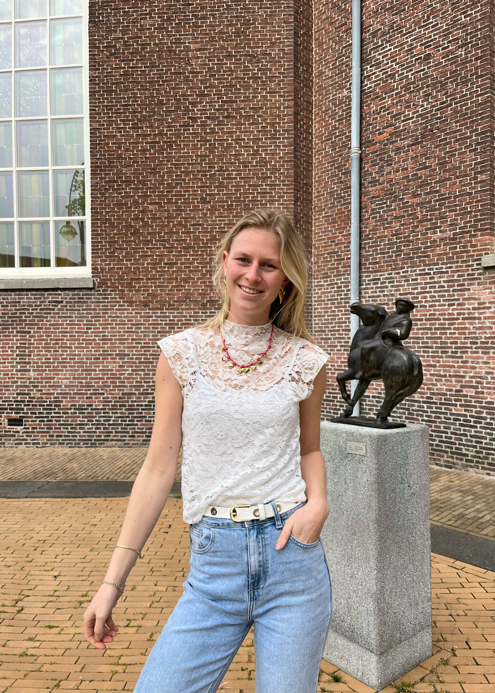 Flo Boutique Lace top mouwloos Maddy White