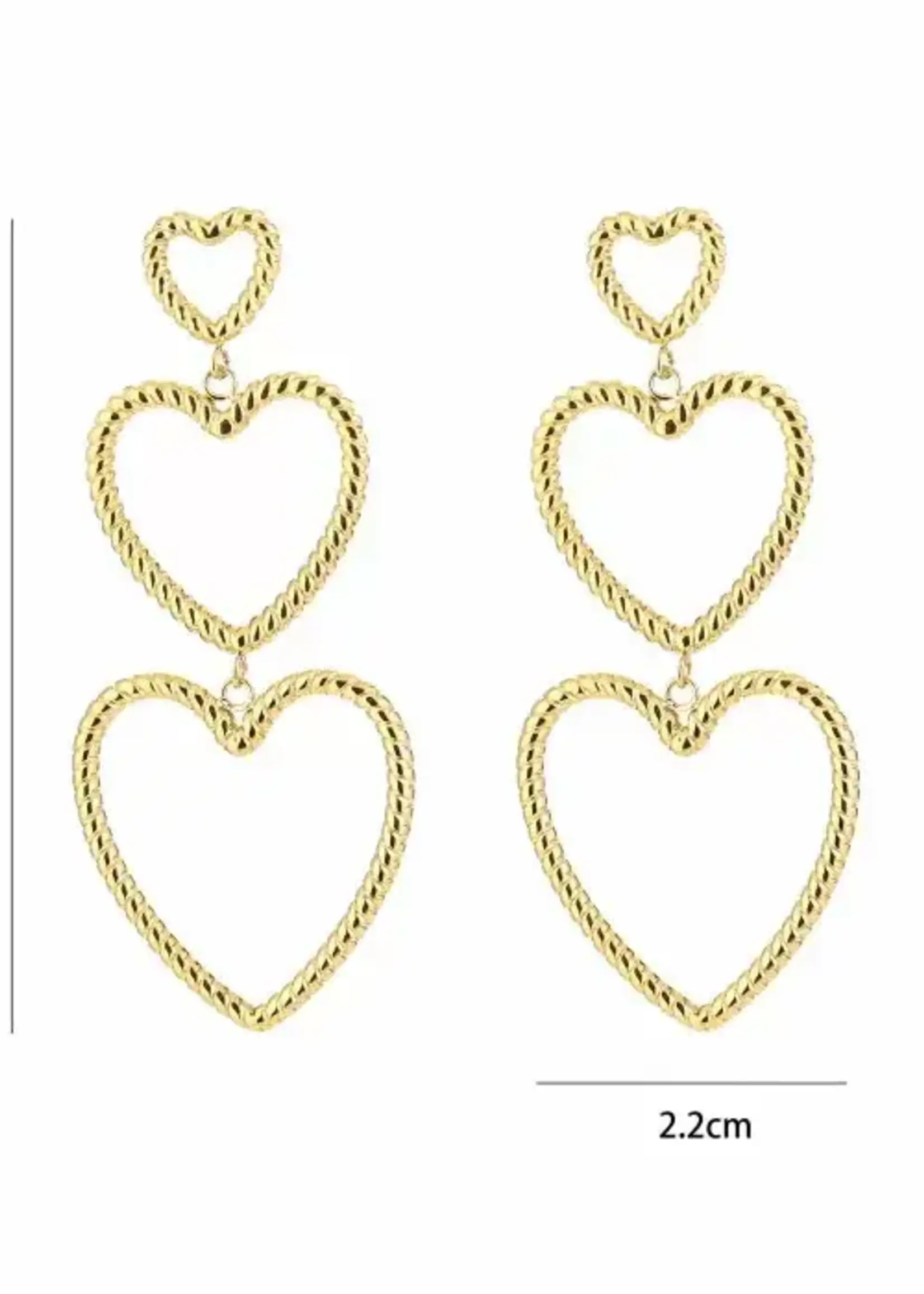 More the Firm Oorbellen Triple hearts