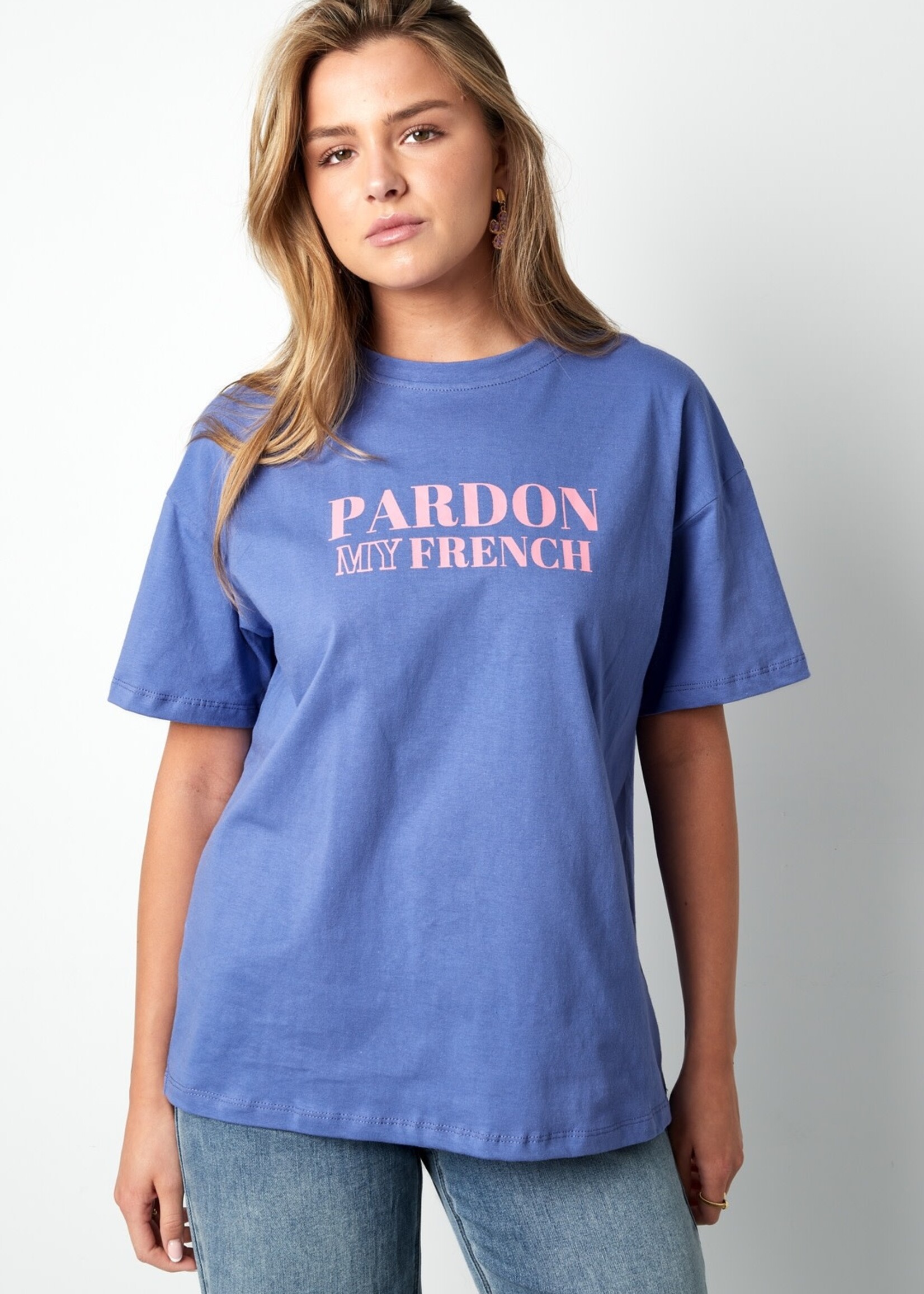Flo Boutique T-shirt Pardon my French blue