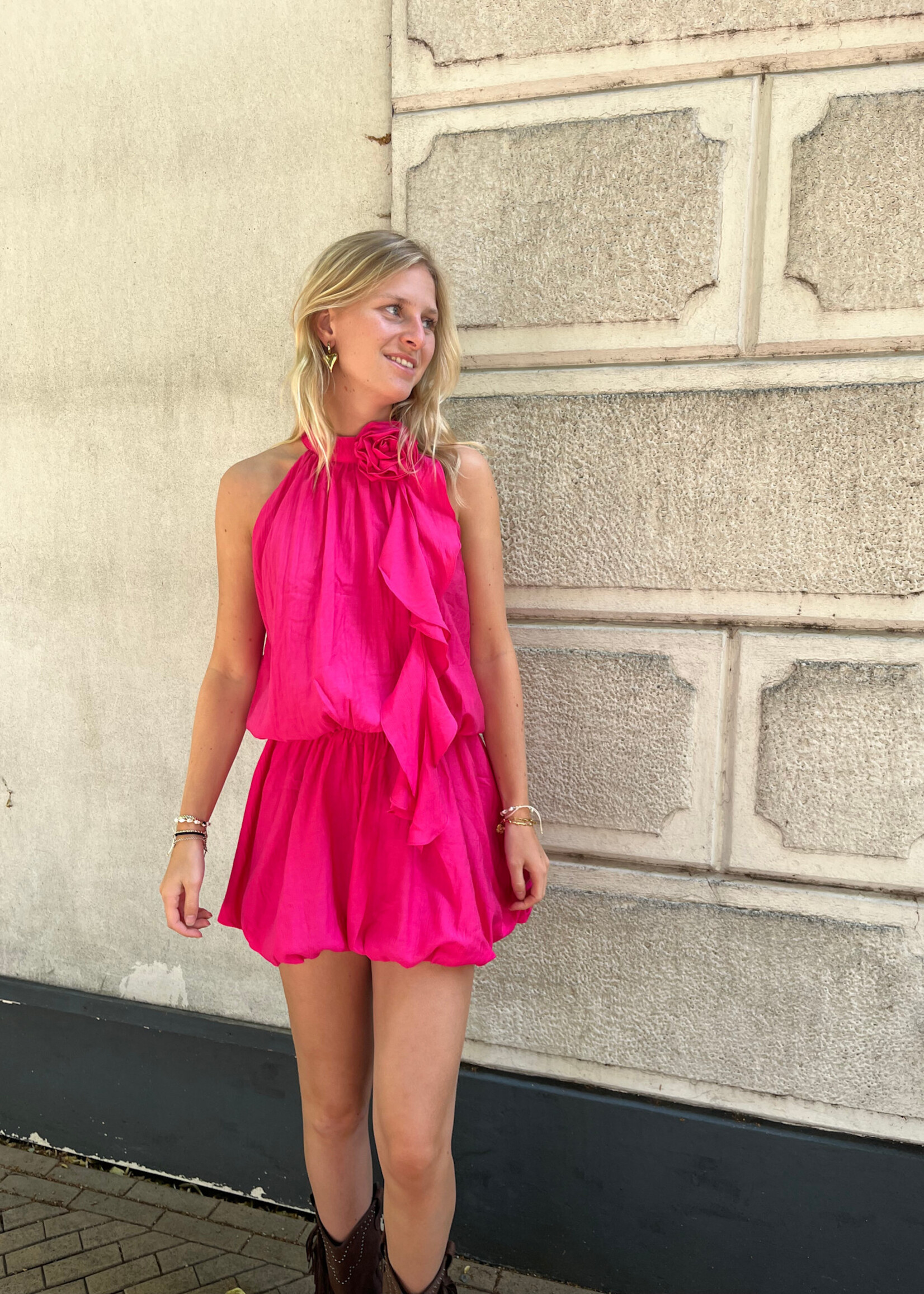 Flo Boutique Jurk Rose Fuchsia