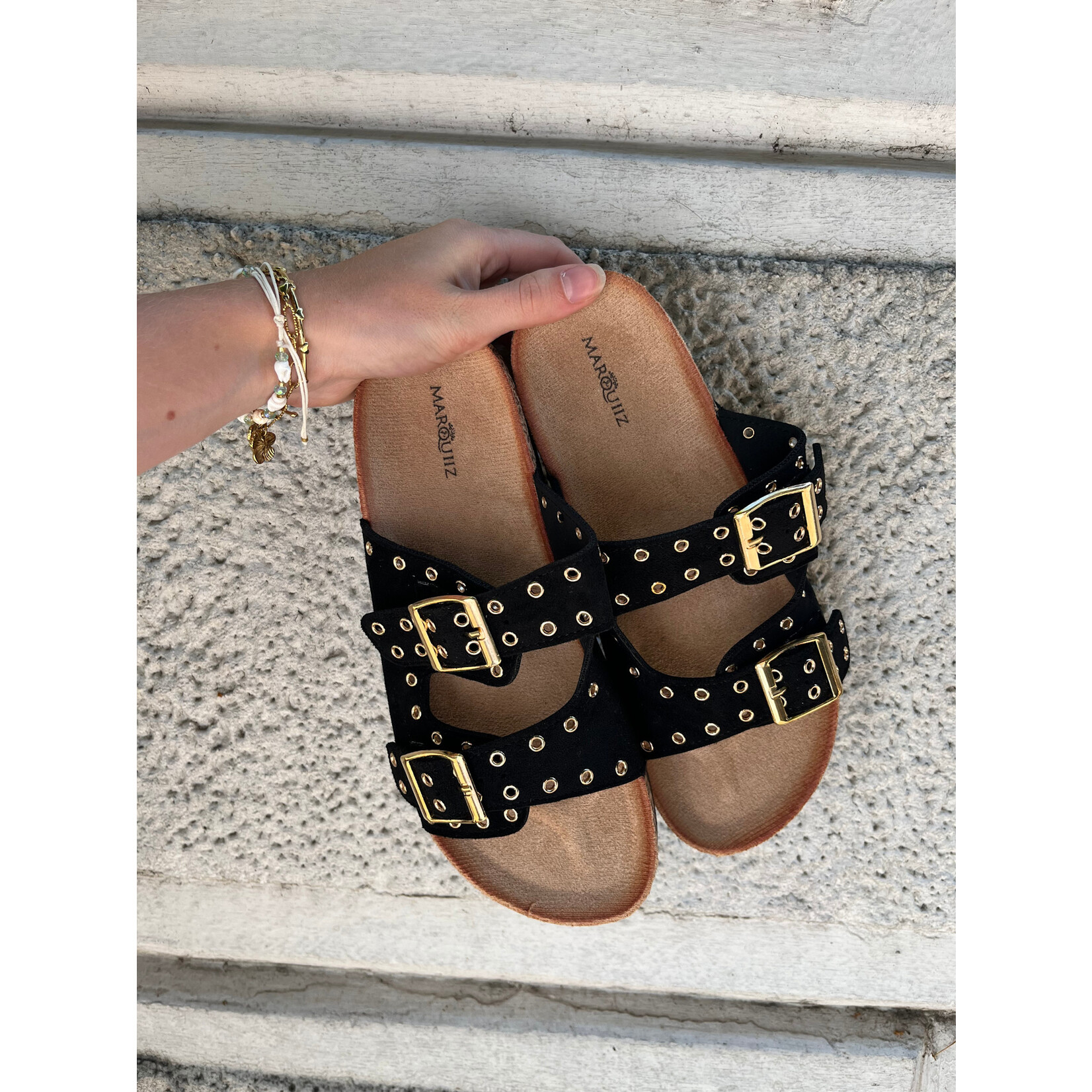 Flo Boutique Slipper studs Gigi Black/Gold