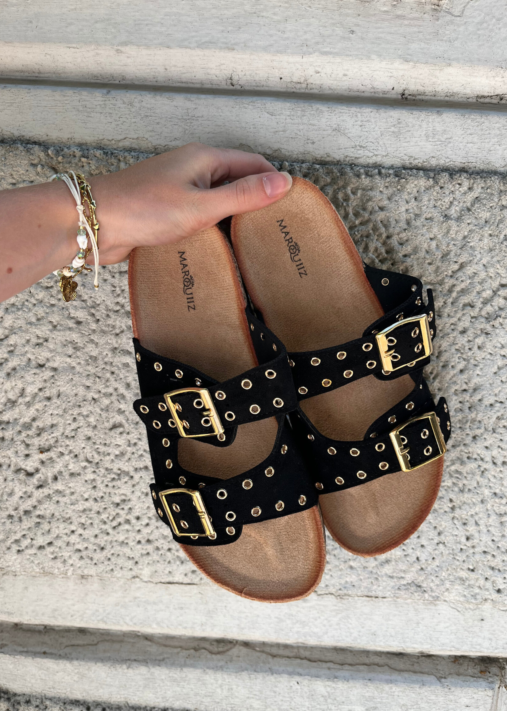 Flo Boutique Slipper studs Gigi Black/Gold