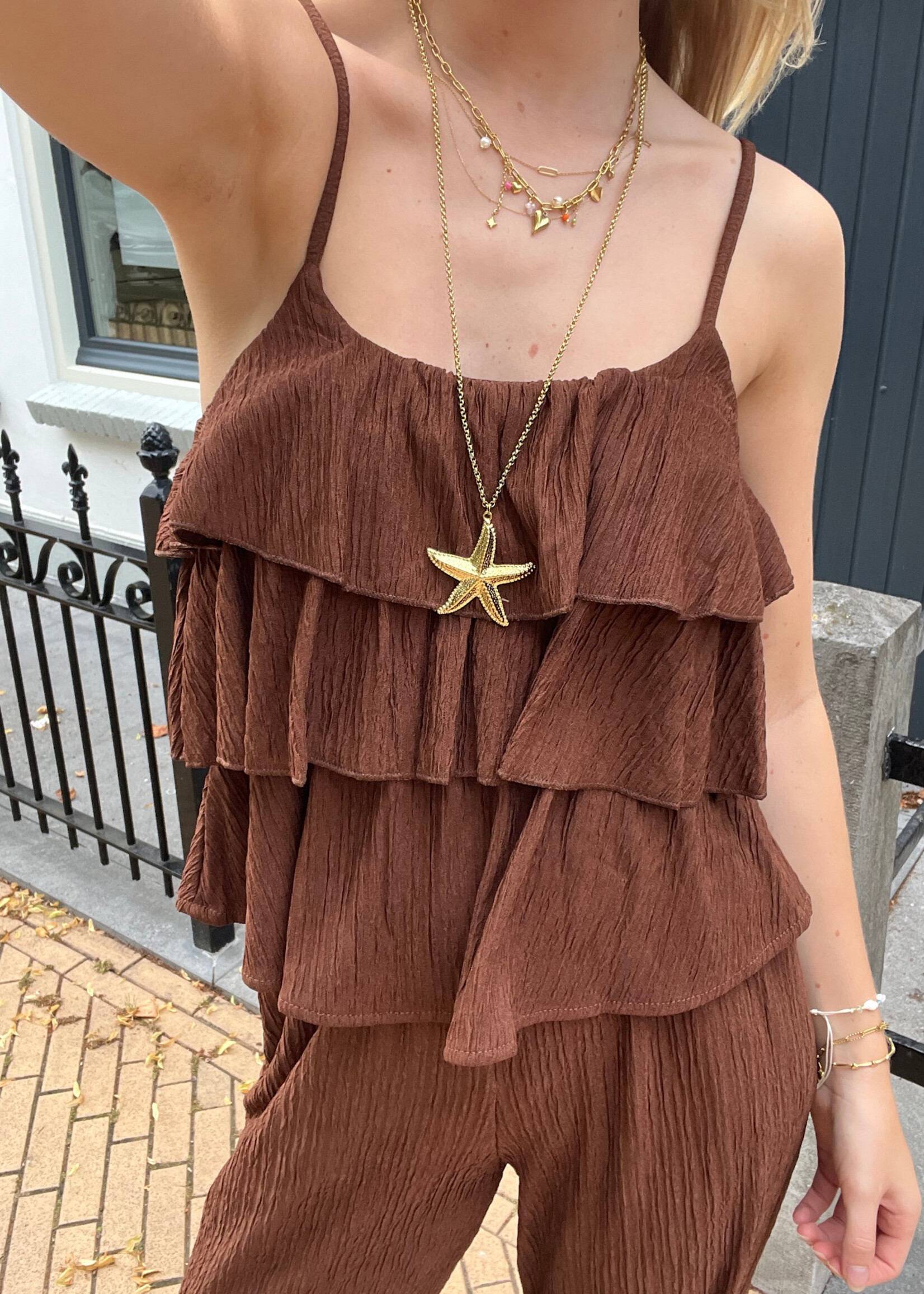 Flo Boutique Top Jula Dark Brown