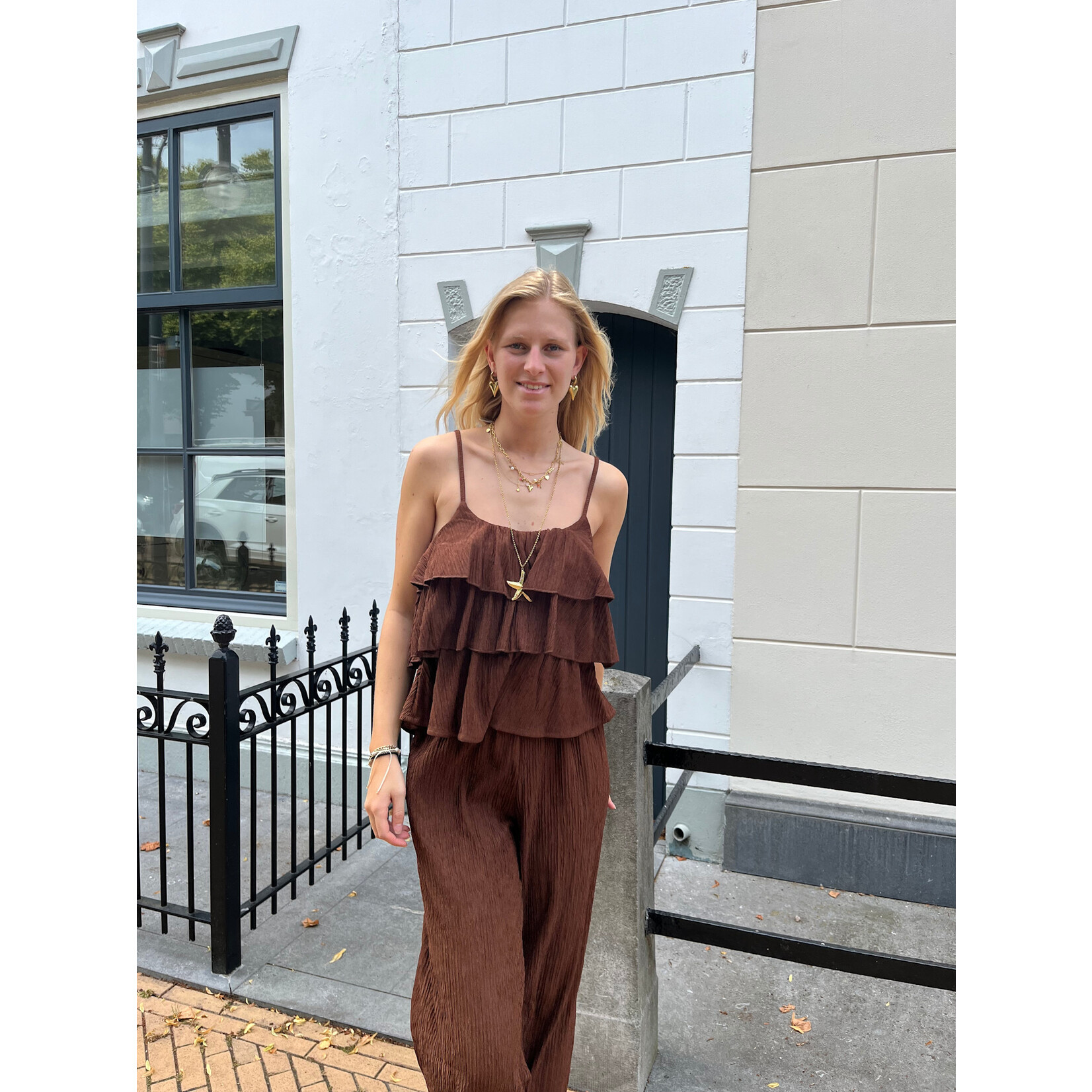 Flo Boutique Broek Juul Dark Brown