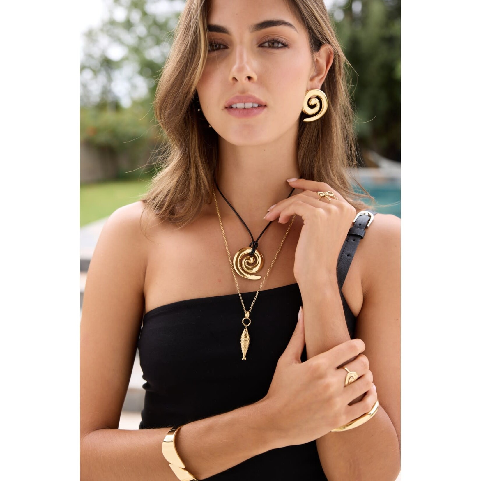 Flo Boutique Long Necklace Fish gold