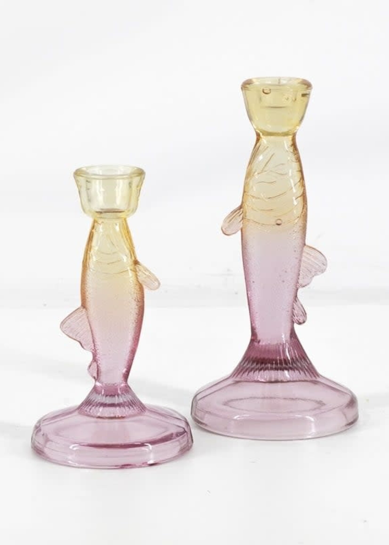Kolony Glazen kaarsenstandaard vis roze S