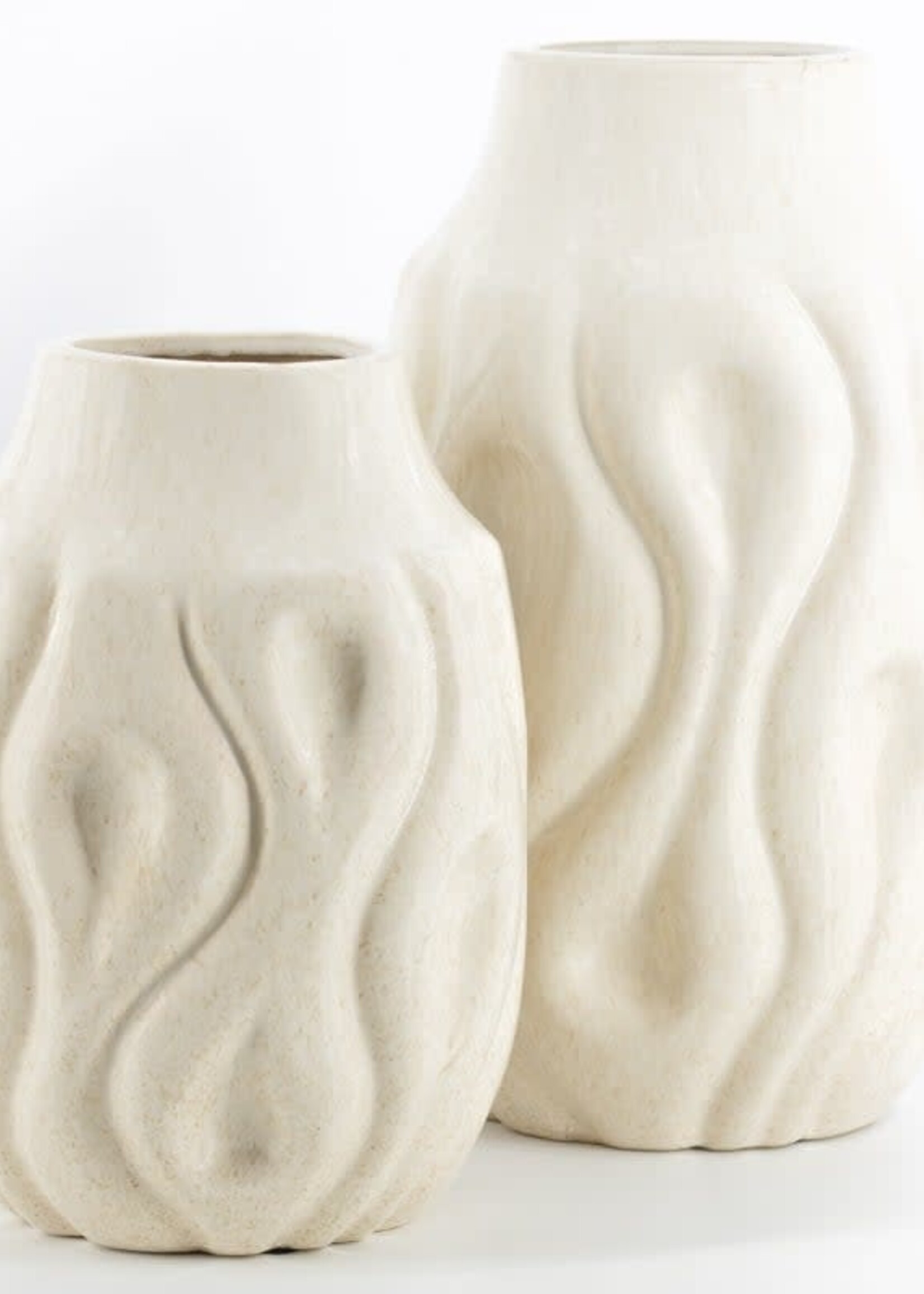 Kolony Aardewerk Vaas Waves Beige L