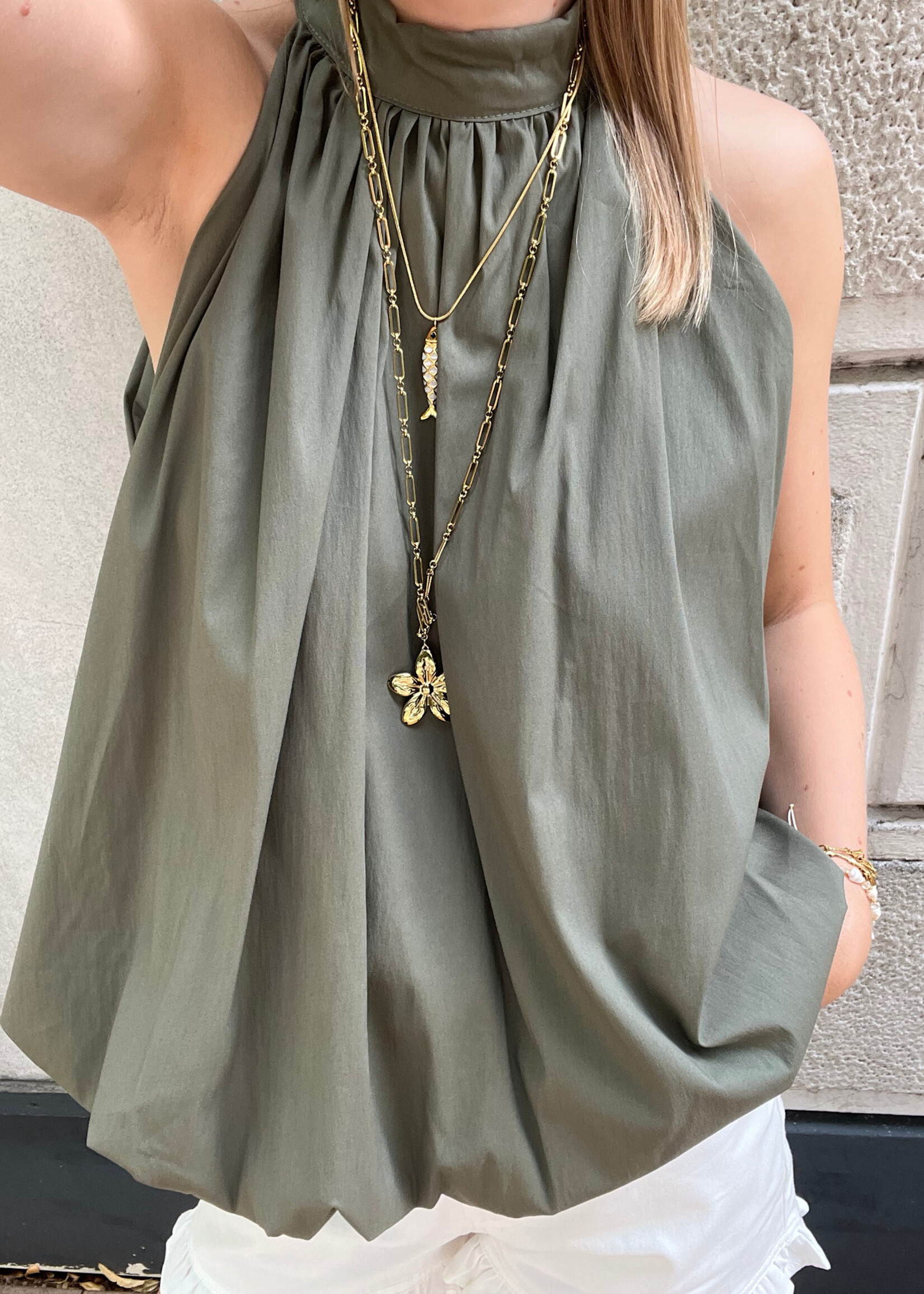 Flo Boutique Balloon top Charlie Green