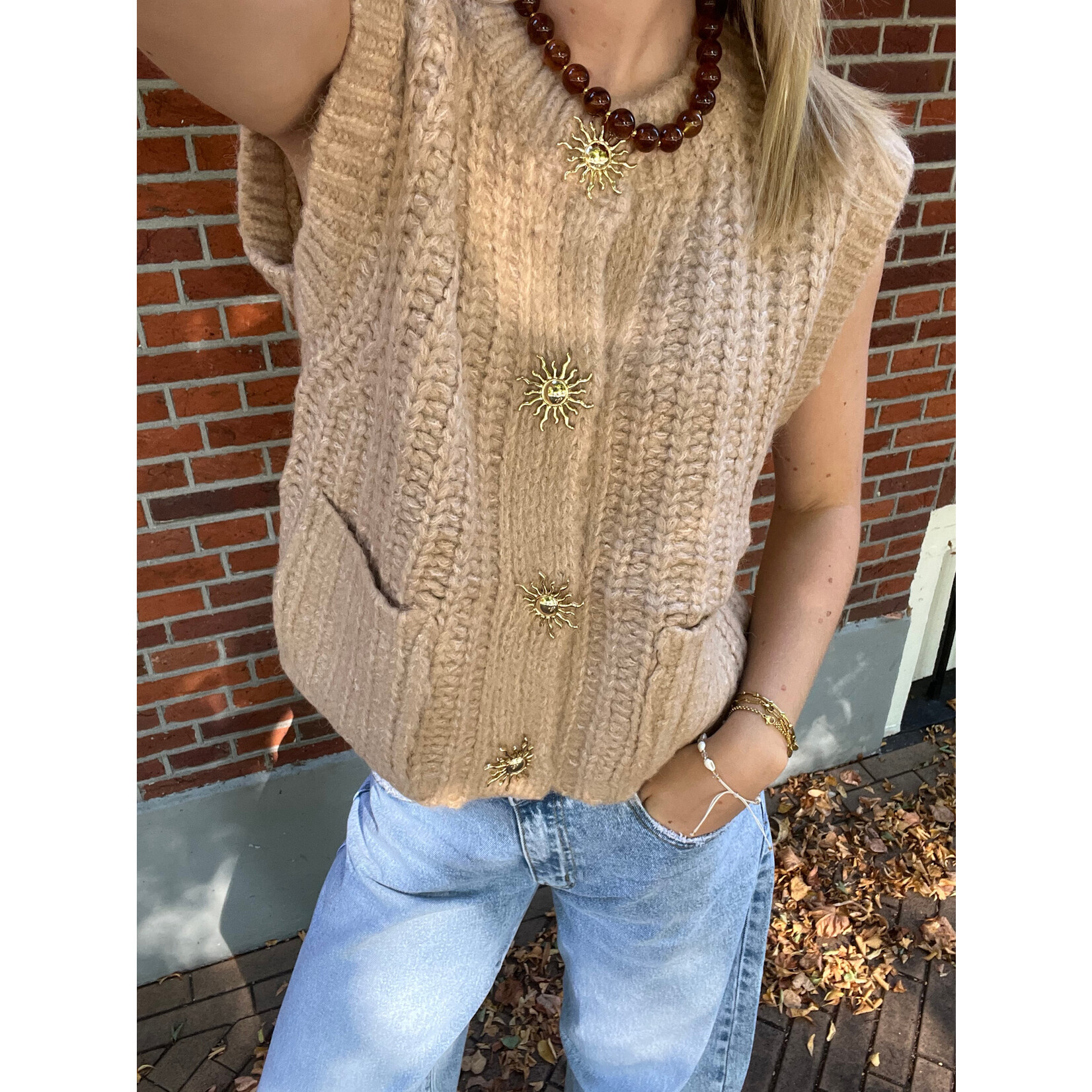 Flo Boutique Gilet Sunny Taupe