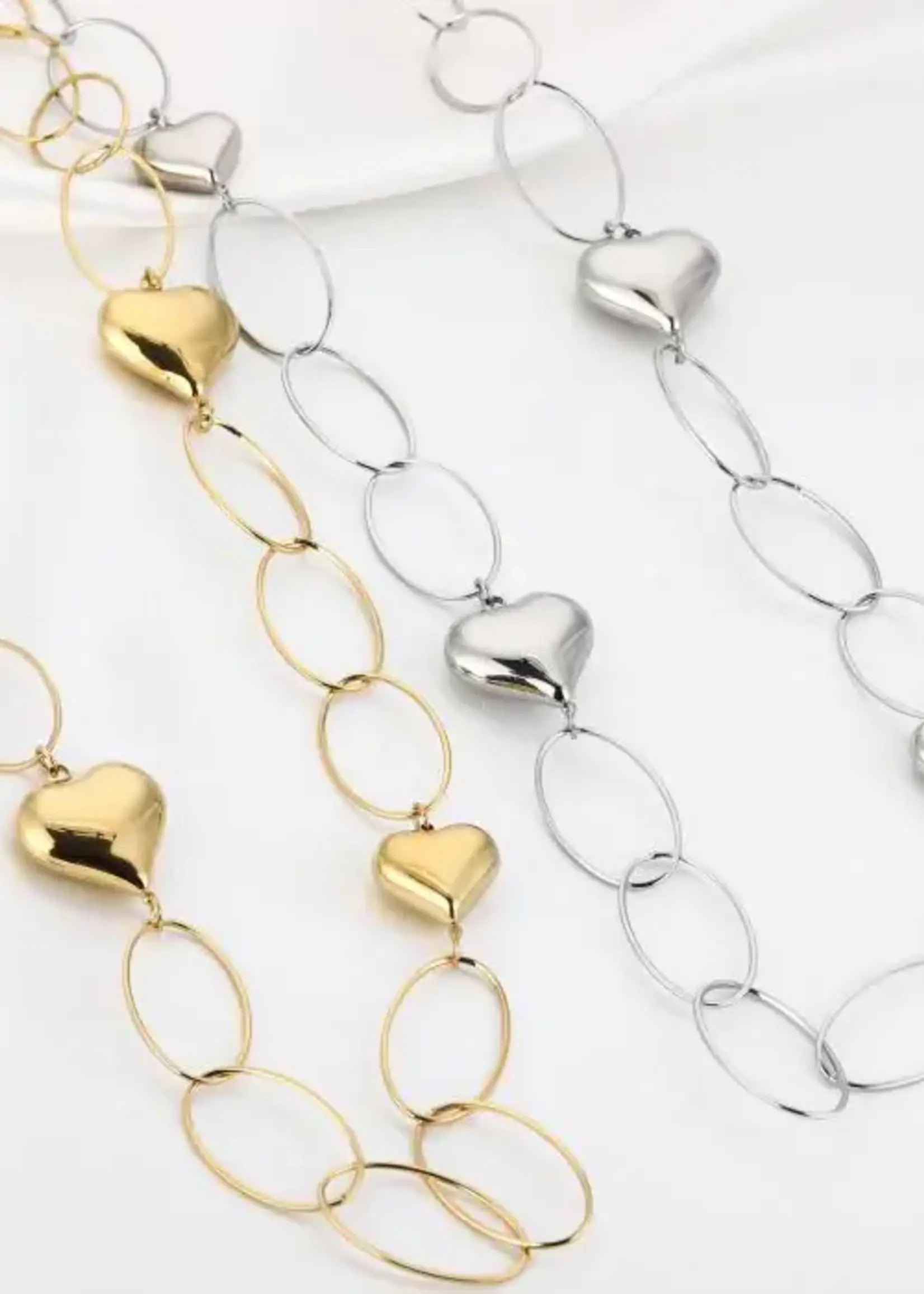 Flo Boutique Long Necklace Hearts Chain