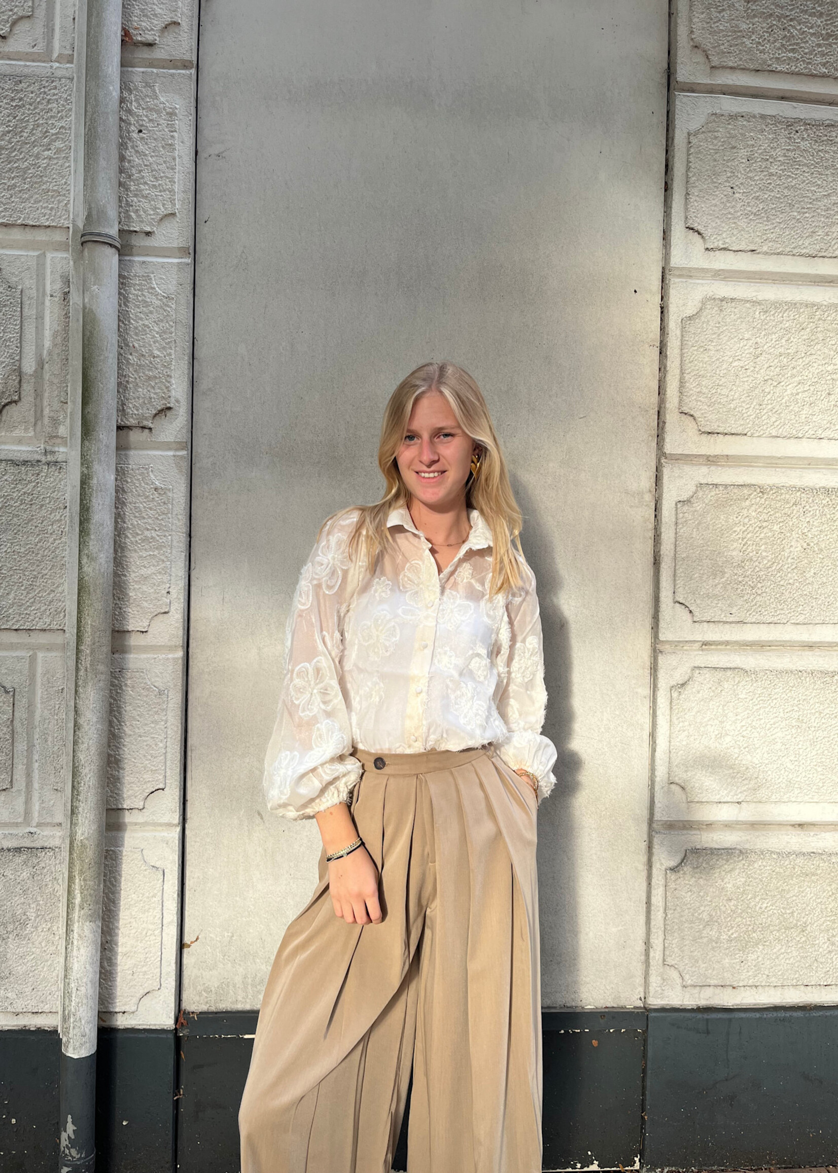 Flo Boutique Blouse Bloem Ecru