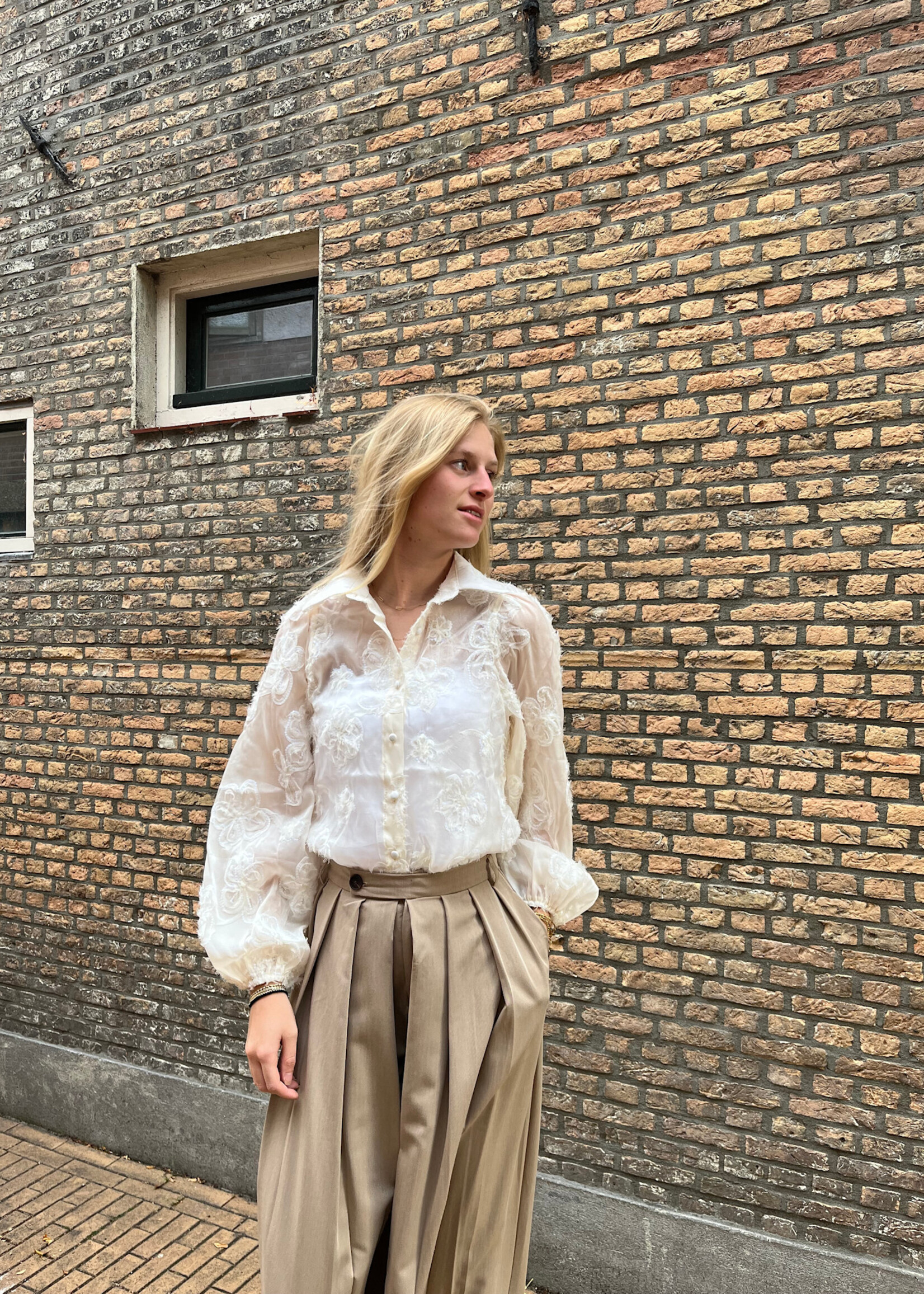 Flo Boutique Blouse Bloem Ecru