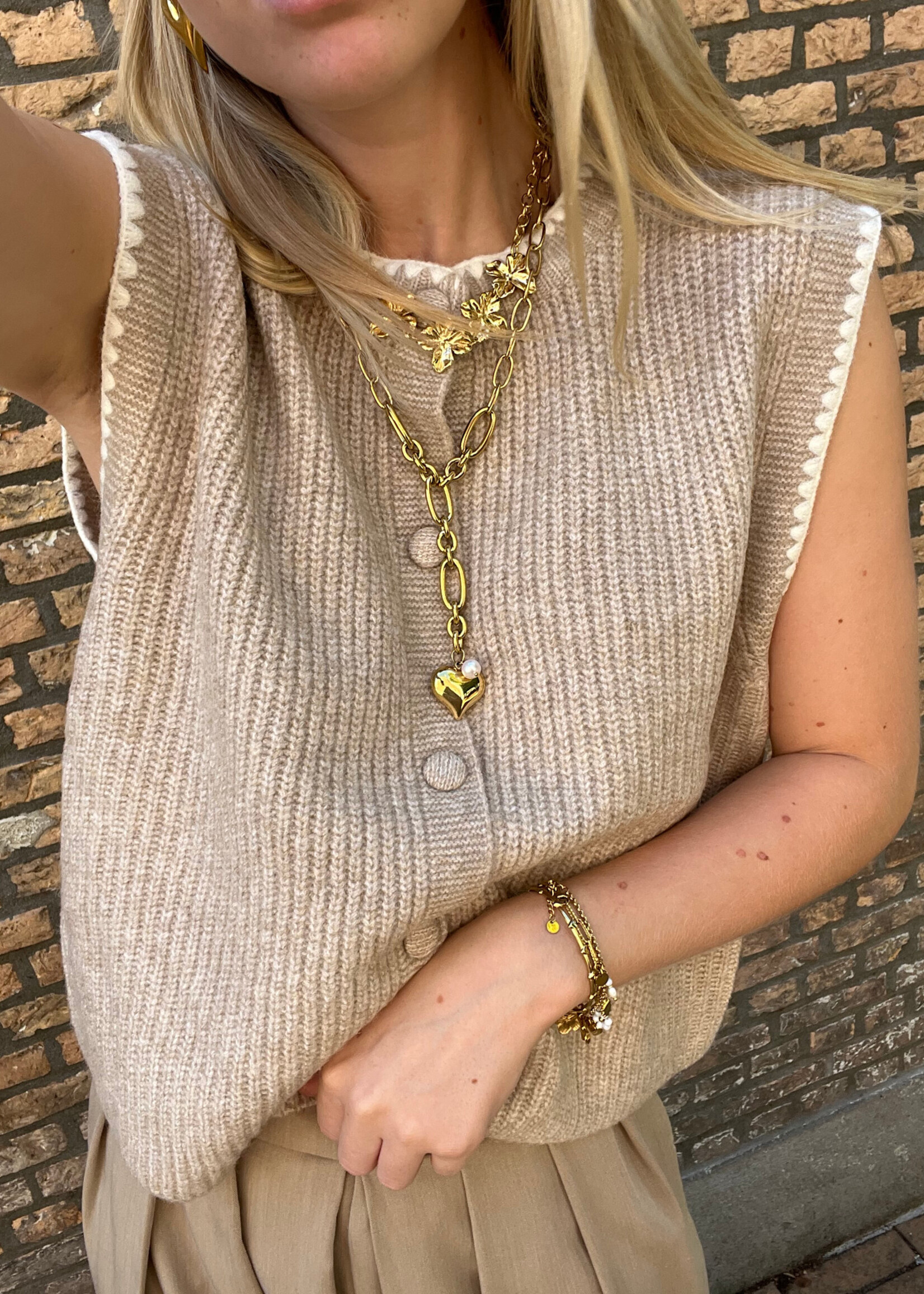 Flo Boutique Gilet Maan Beige