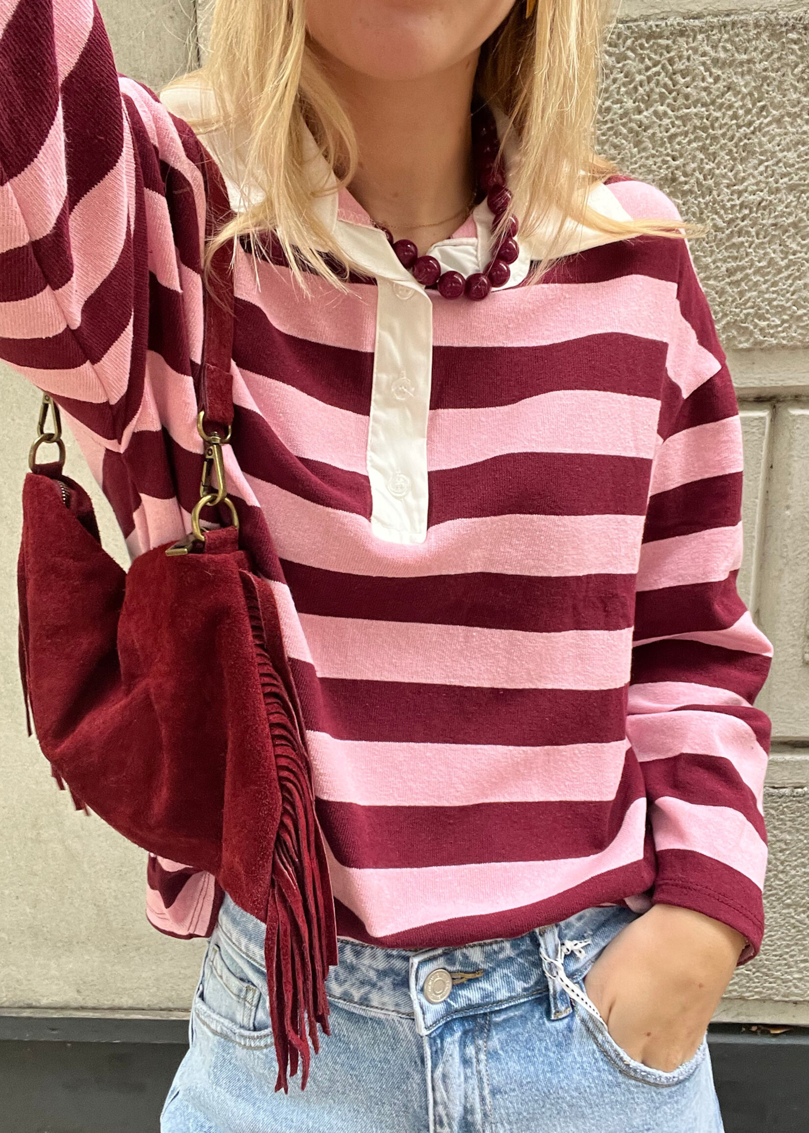 Flo Boutique Top Nola Pink/Burgundy