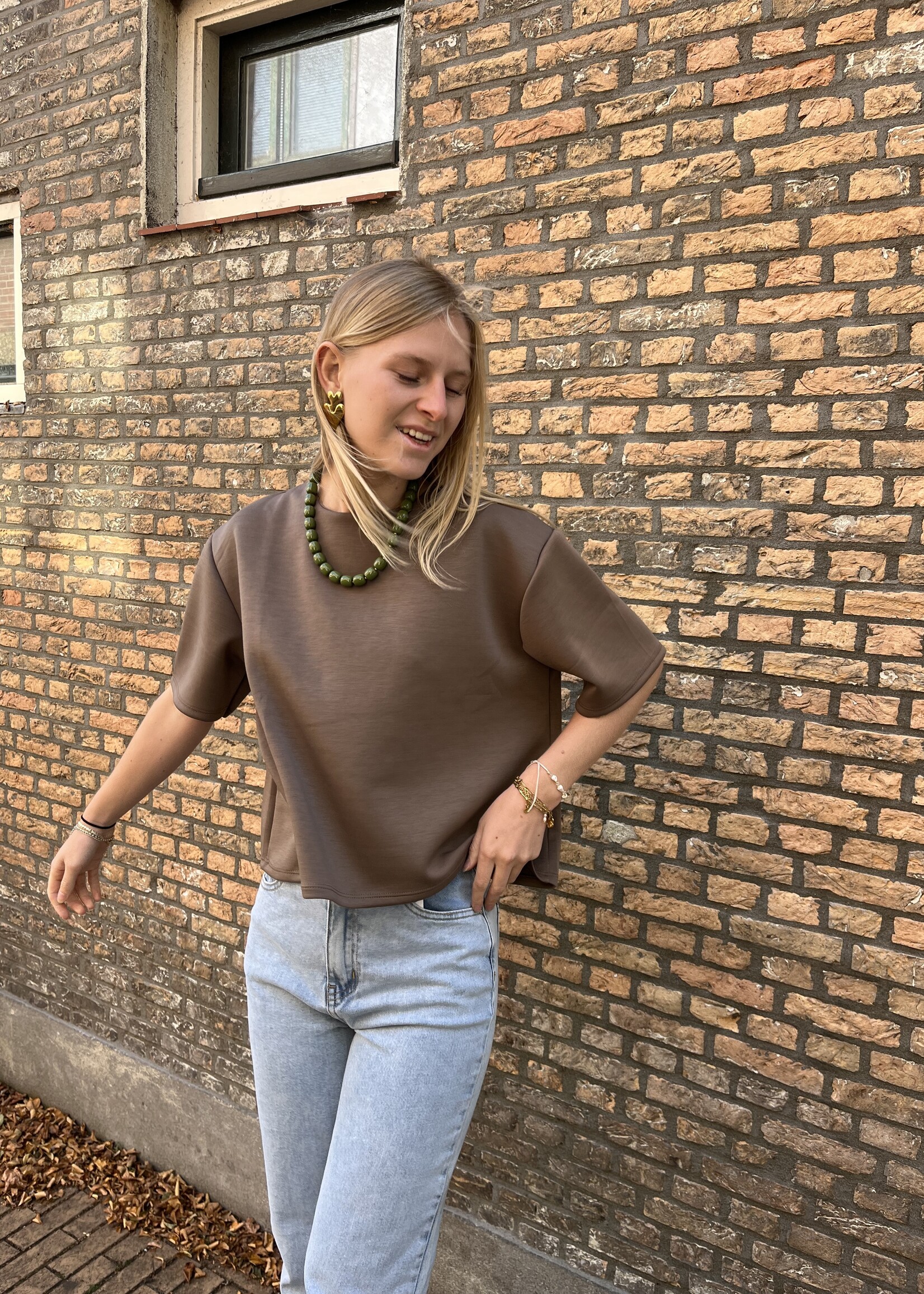 Flo Boutique Basic Top Fiene Taupe