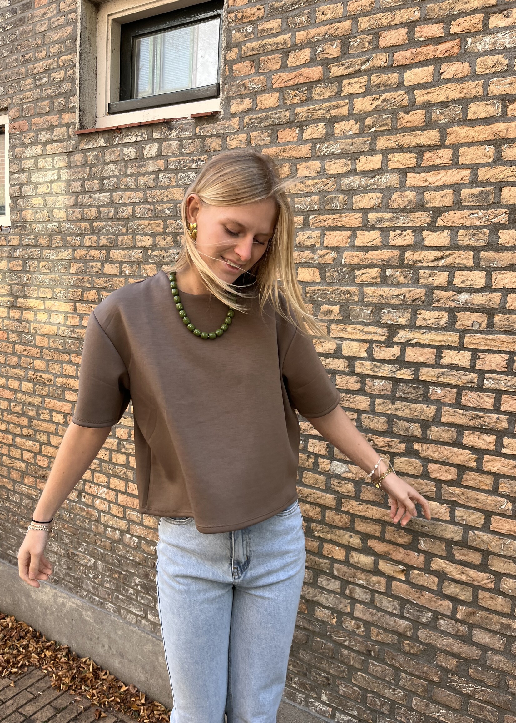 Flo Boutique Basic Top Fiene Taupe